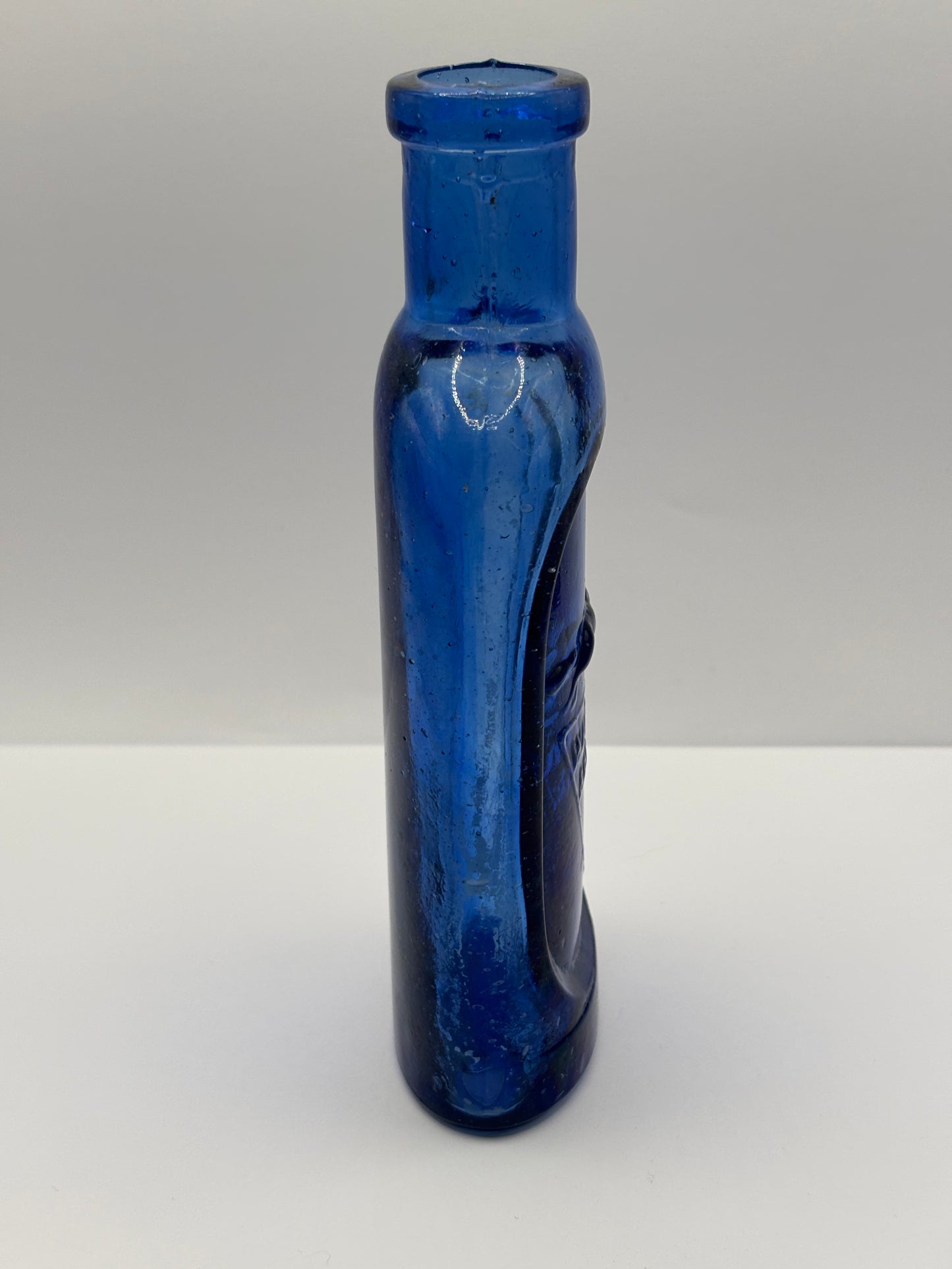 Old blue glass advertising chemist bottle, walfox brand