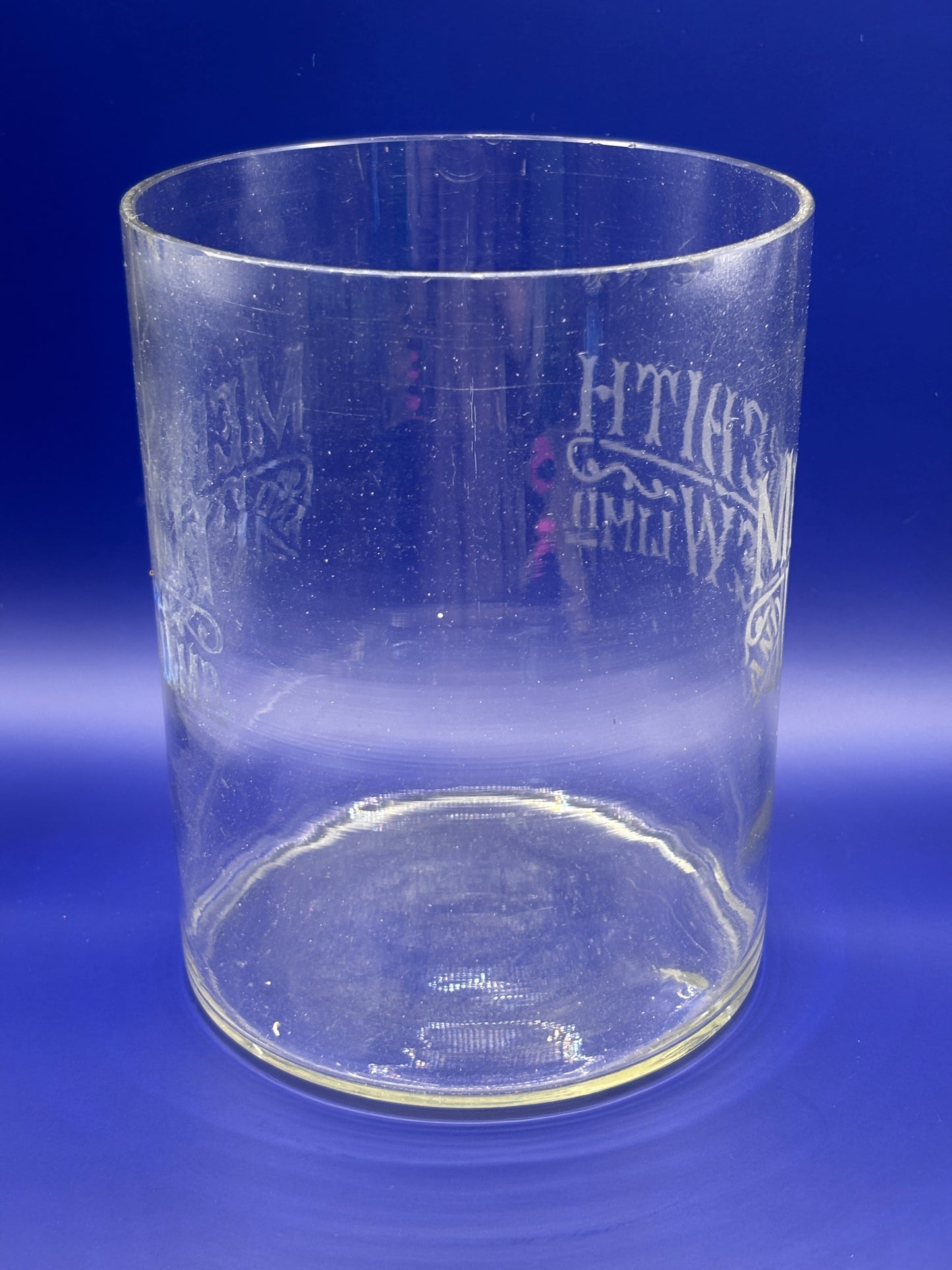 Old glass advertising biscuit barrel/jar (no lid) Meredith & Drew