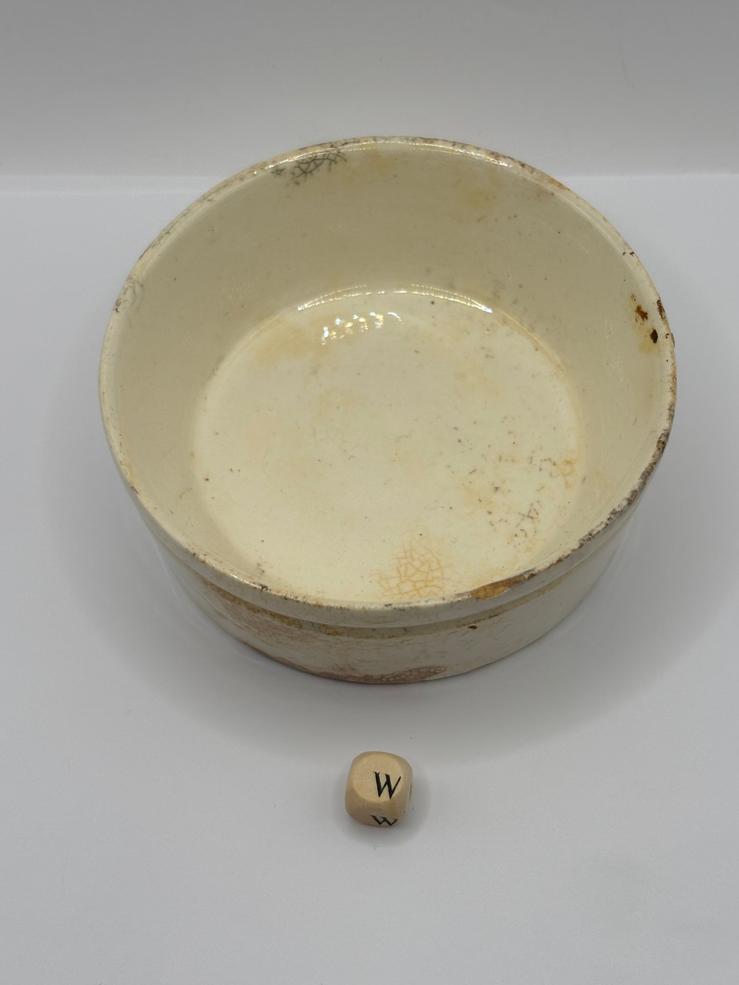 Old plain stoneware meat paste pot, potted meat (w)