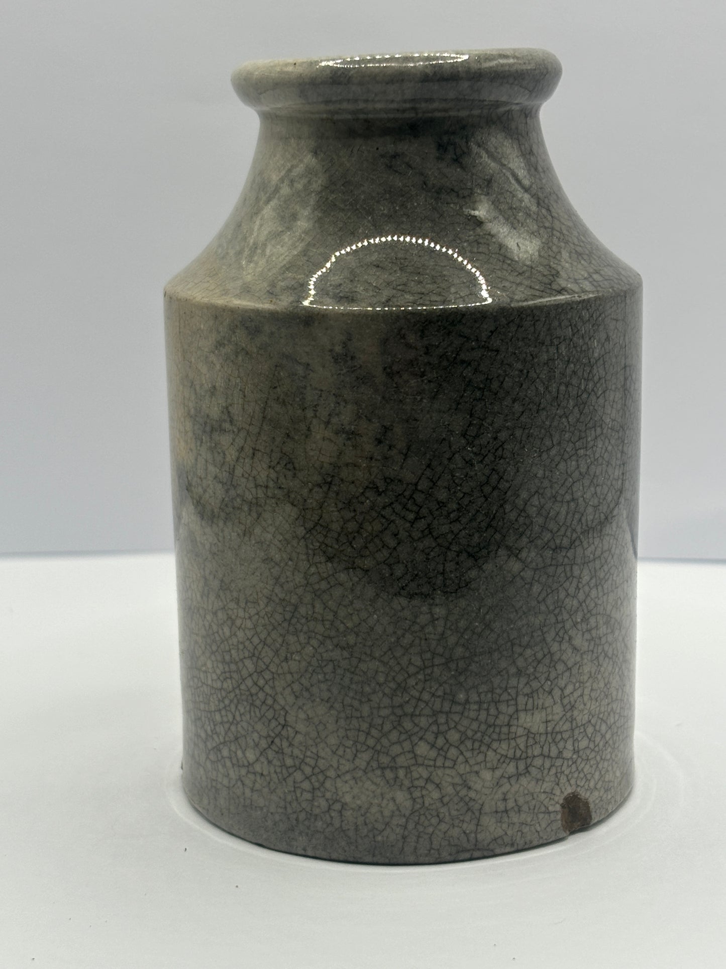 Small stained & crazed stoneware pot