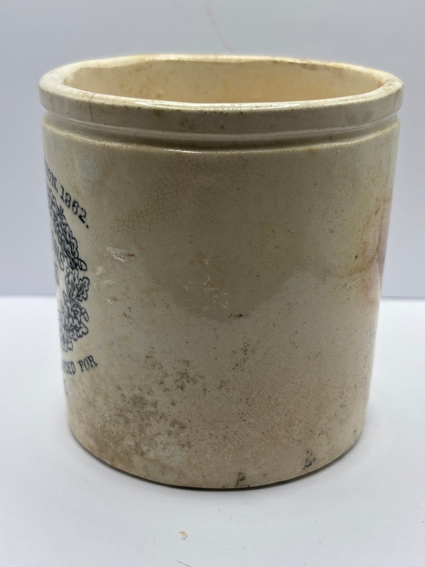 Old early dundee marmalade advertising jar, stained & crazed