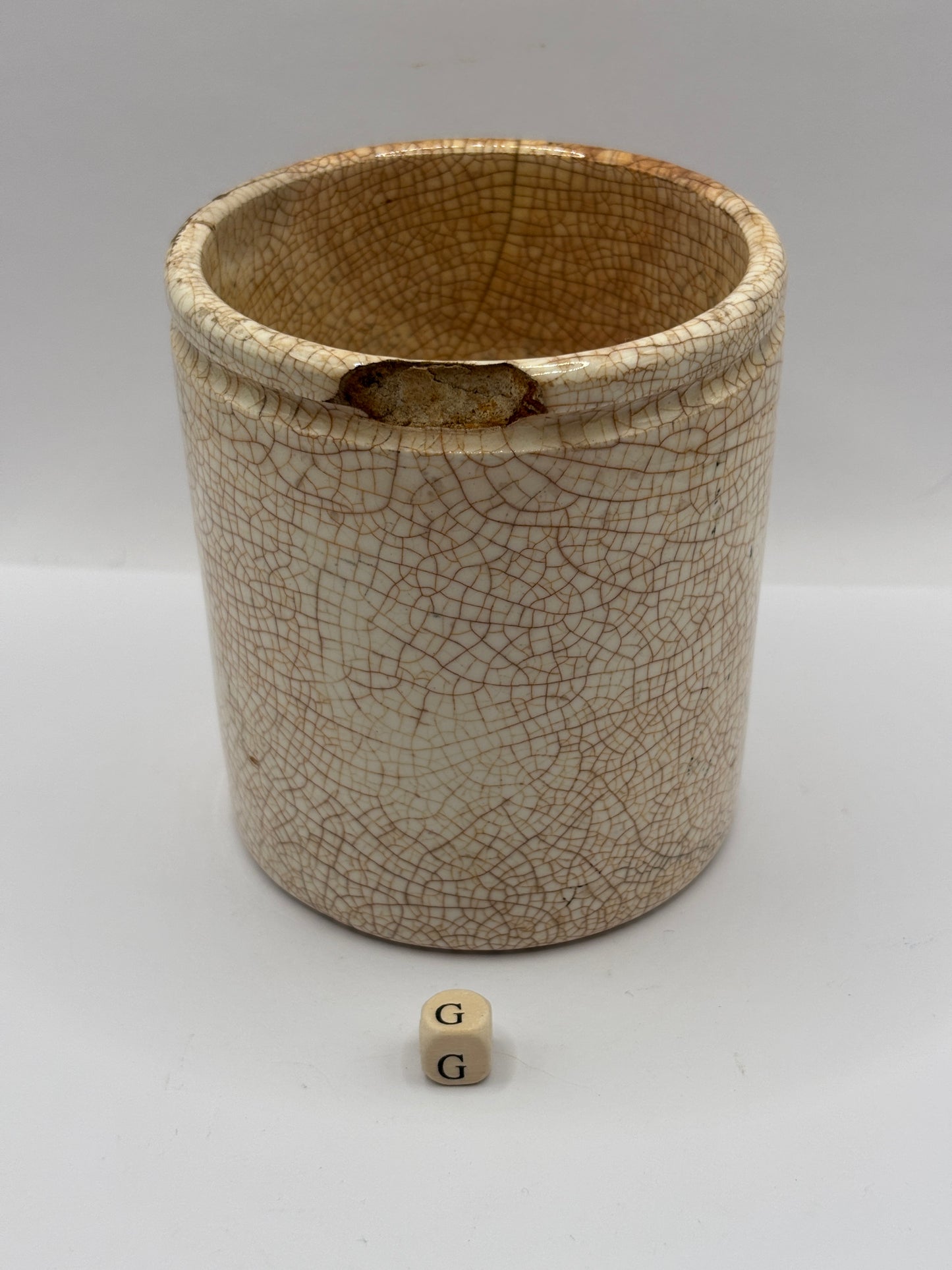 Old 1lb James Keiller Dundee marmalade jar. Damaged (G)