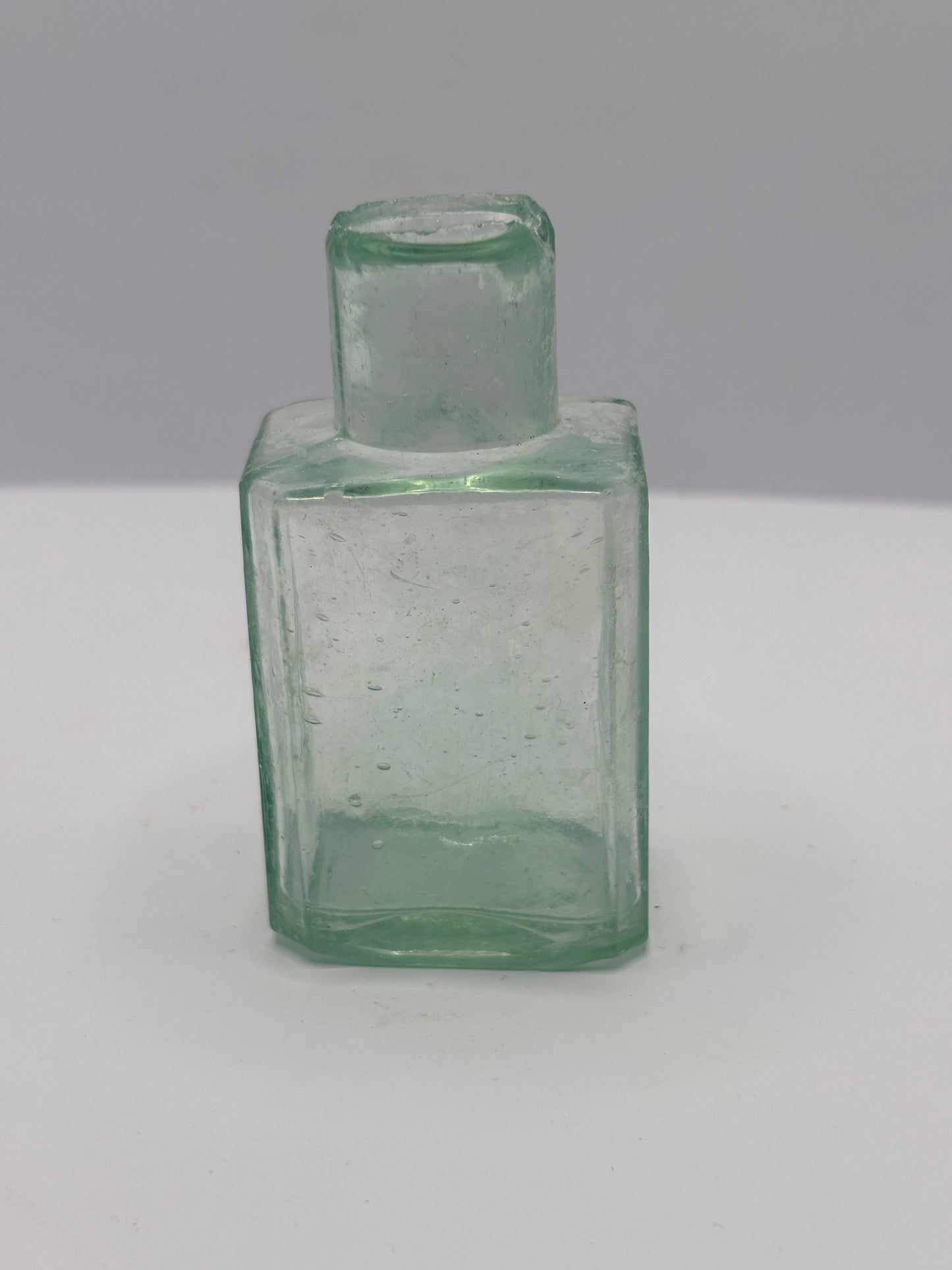 Old aqua glass Morrells ink, ink bottle, inkwell