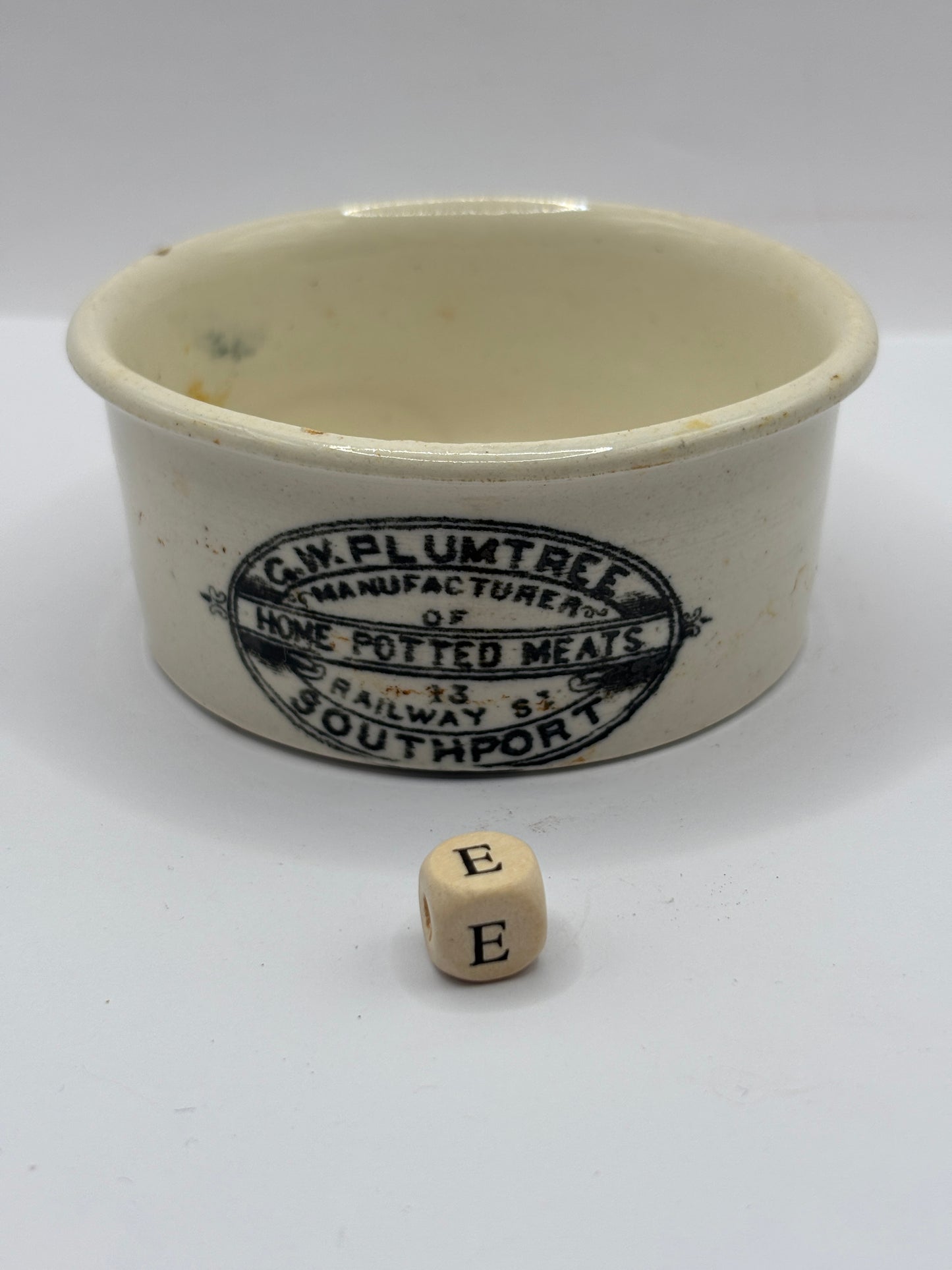 Old Plumtree advertising meat paste pot (E)