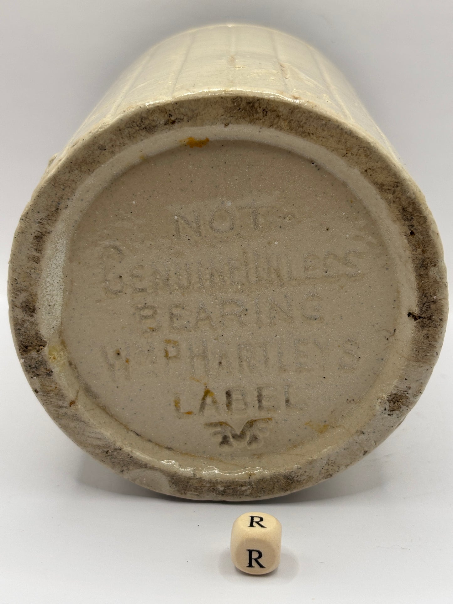 Old 2lb ribbed Hartleys stoneware jam pot (R)