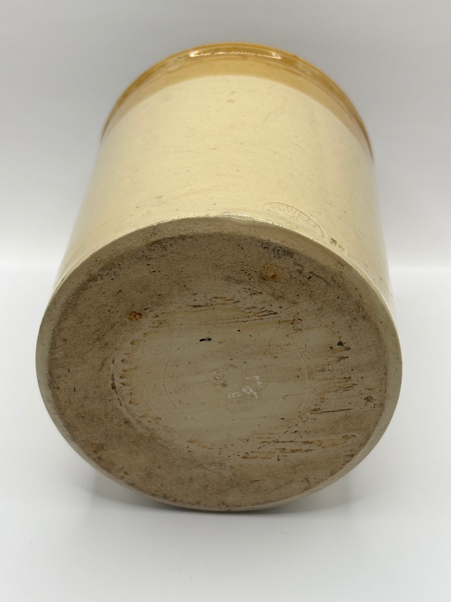 Old large brown top jar, C.W. & Co. Powell Bristol stoneware pot