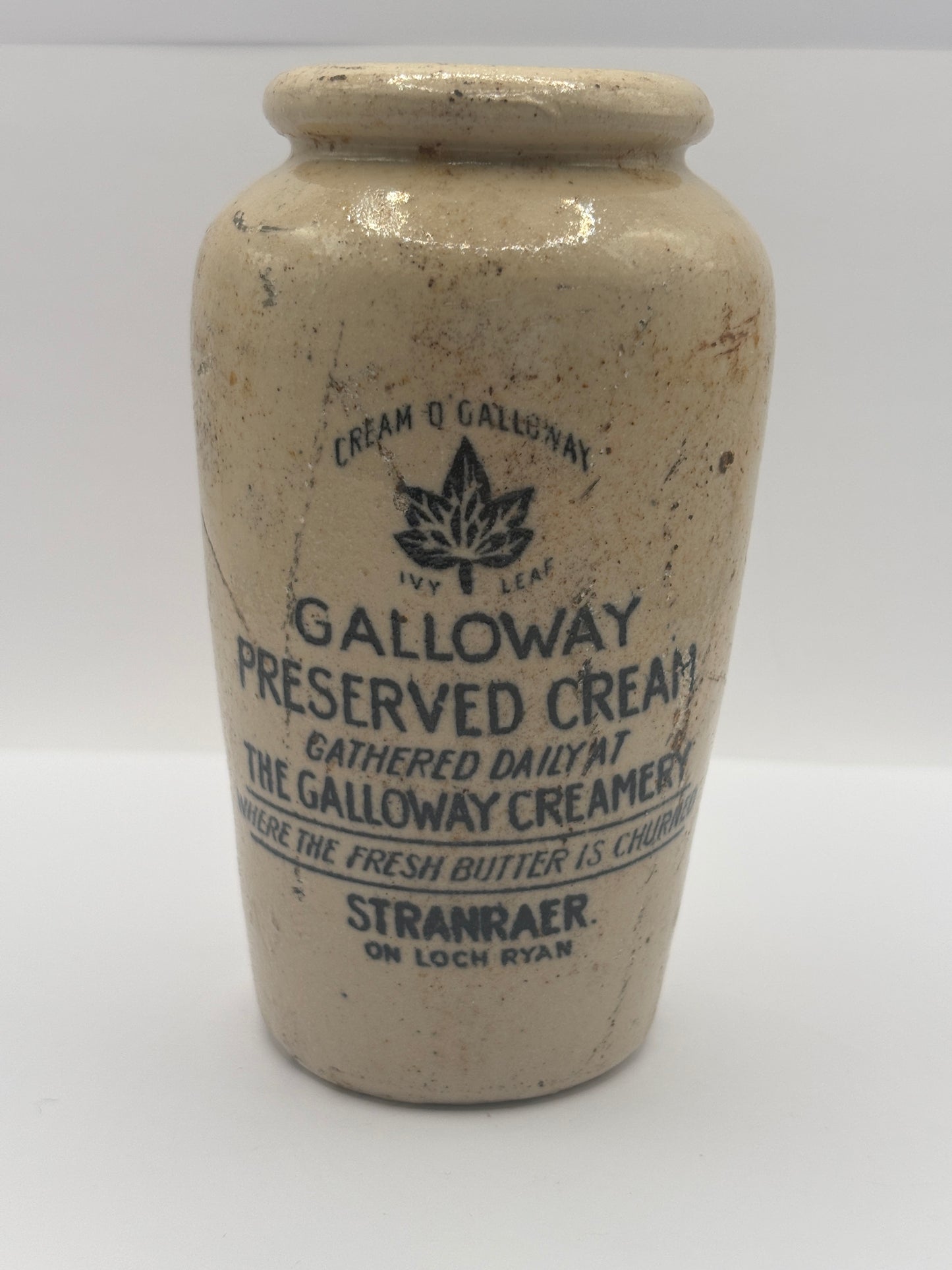 Old advertising cream pot, Galloway creamery Stranraer (A)