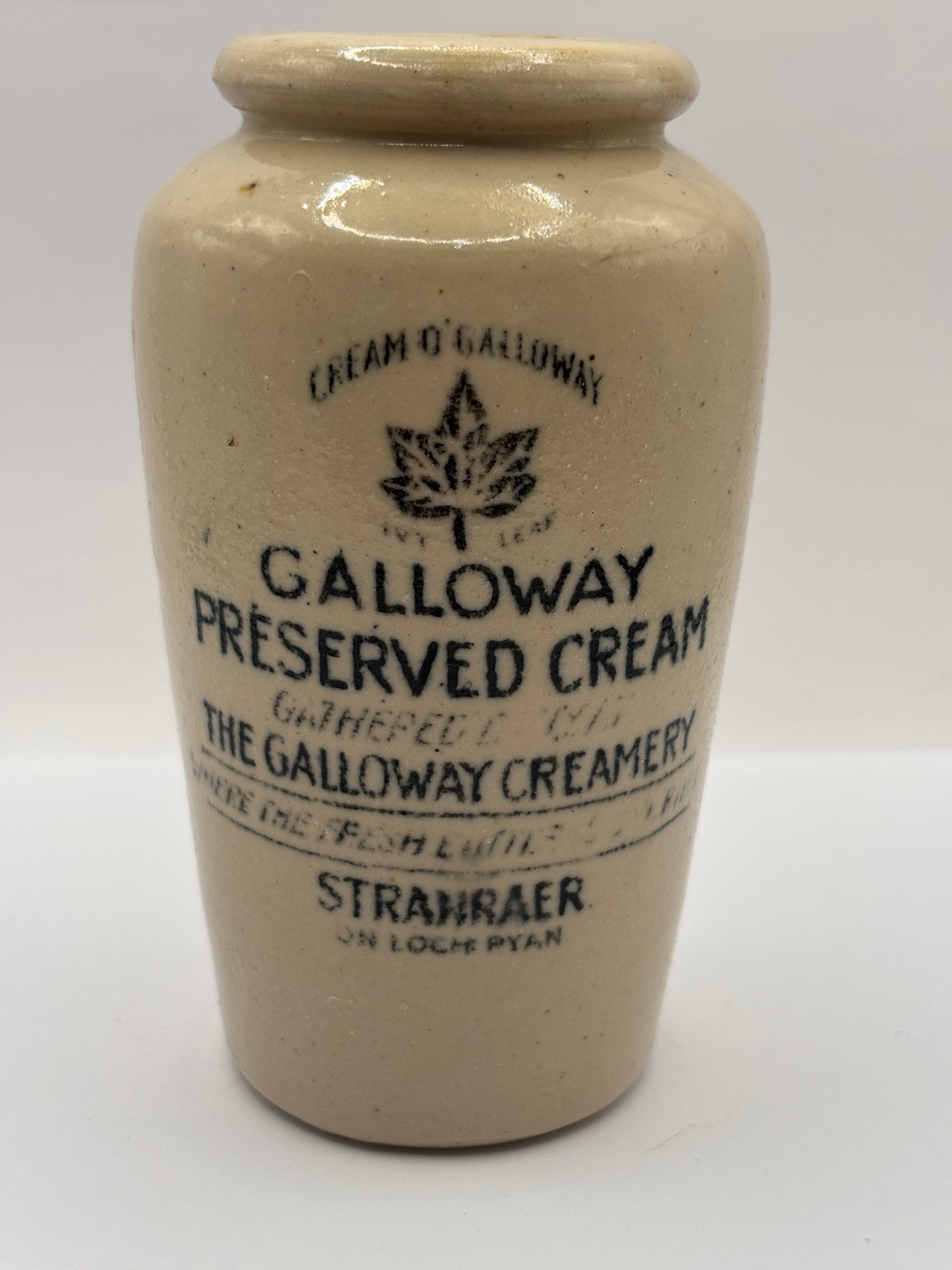 Old advertising cream pot, Galloway creamery Stranraer