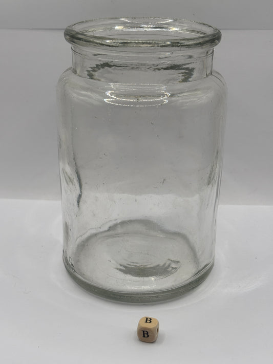 Old clear glass pickle jar (B)