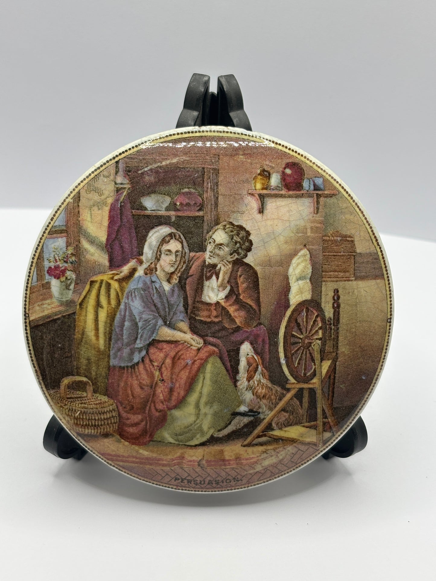 Old Prattware lid, victorian pot lid. Persuasion, Pratt lid