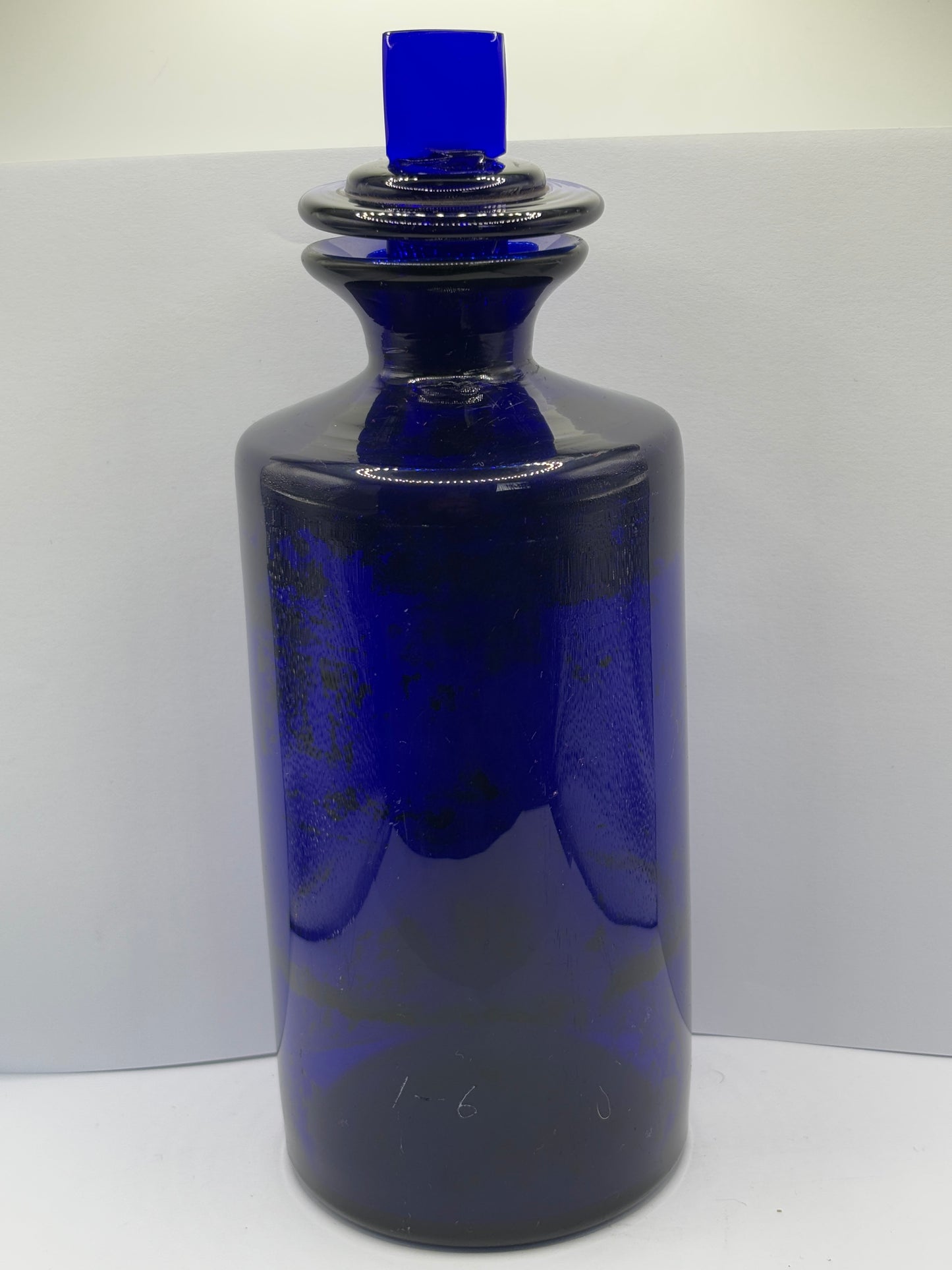 Old blue glass chemist jar, chemist round. Pharmacy