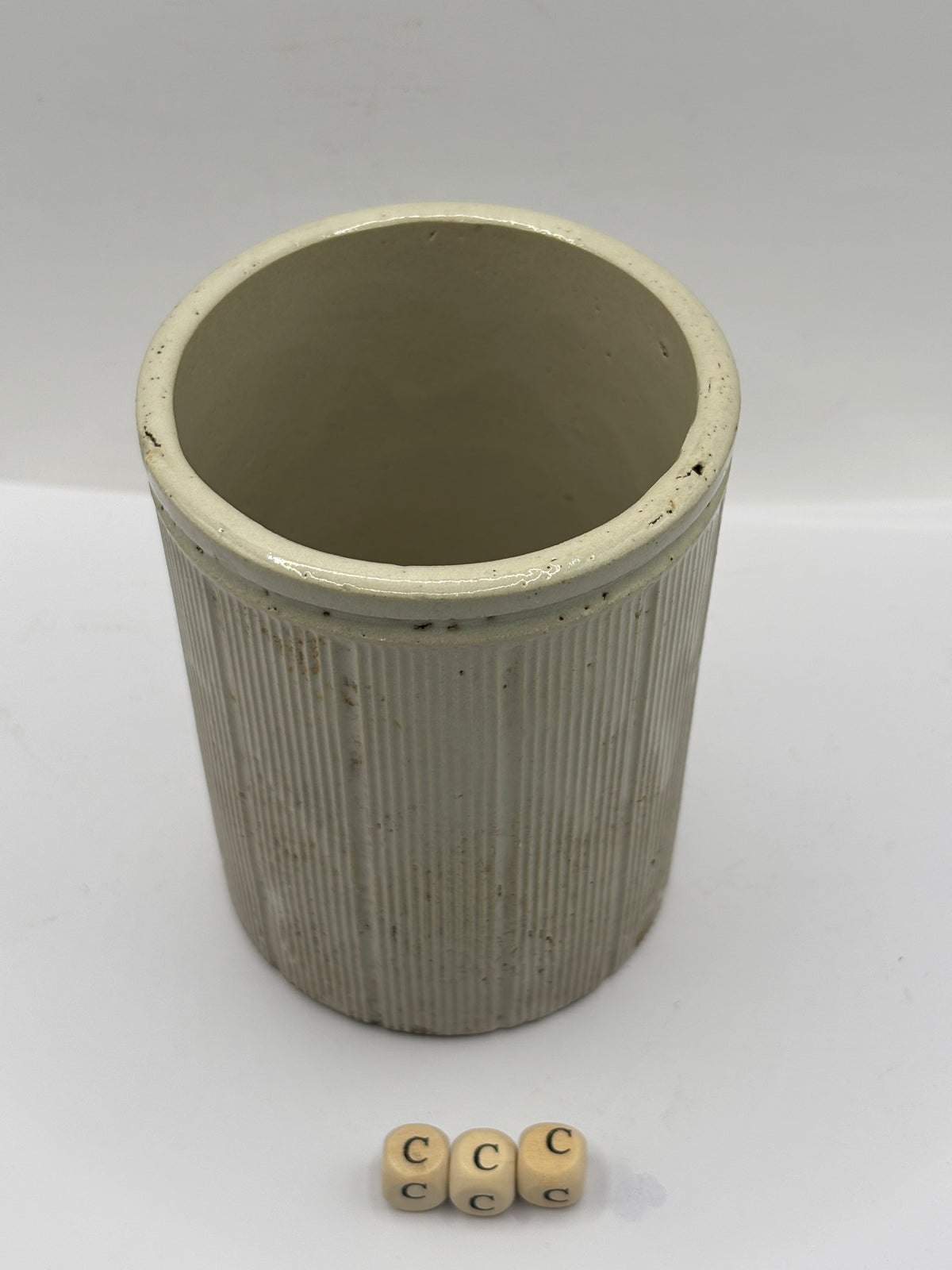 Old 1lb advertising ribbed stoneware jam pot (ccc) Cooperative wholesale society
