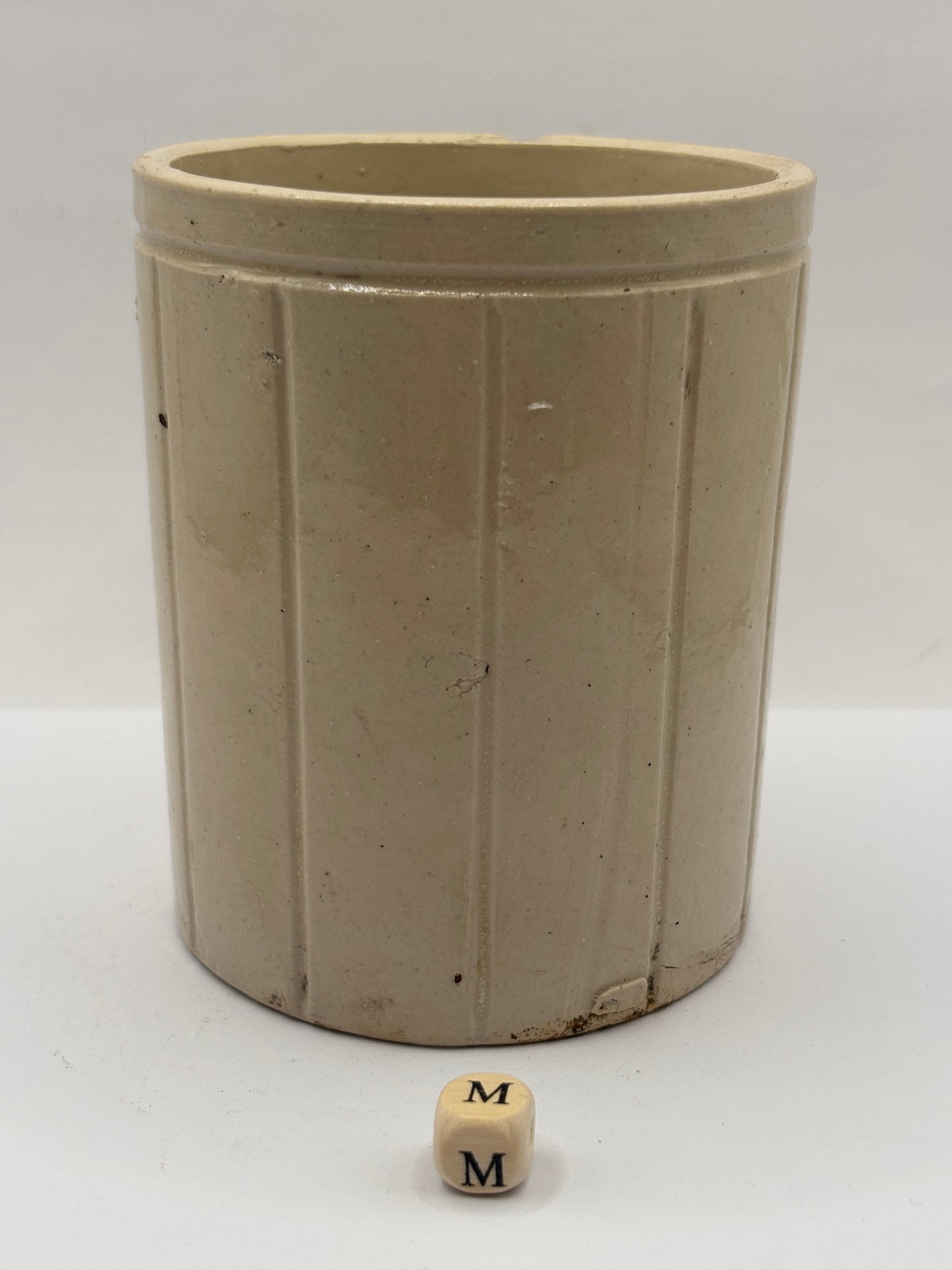 Old 1lb ribbed stoneware jam pot (m)Hartleys