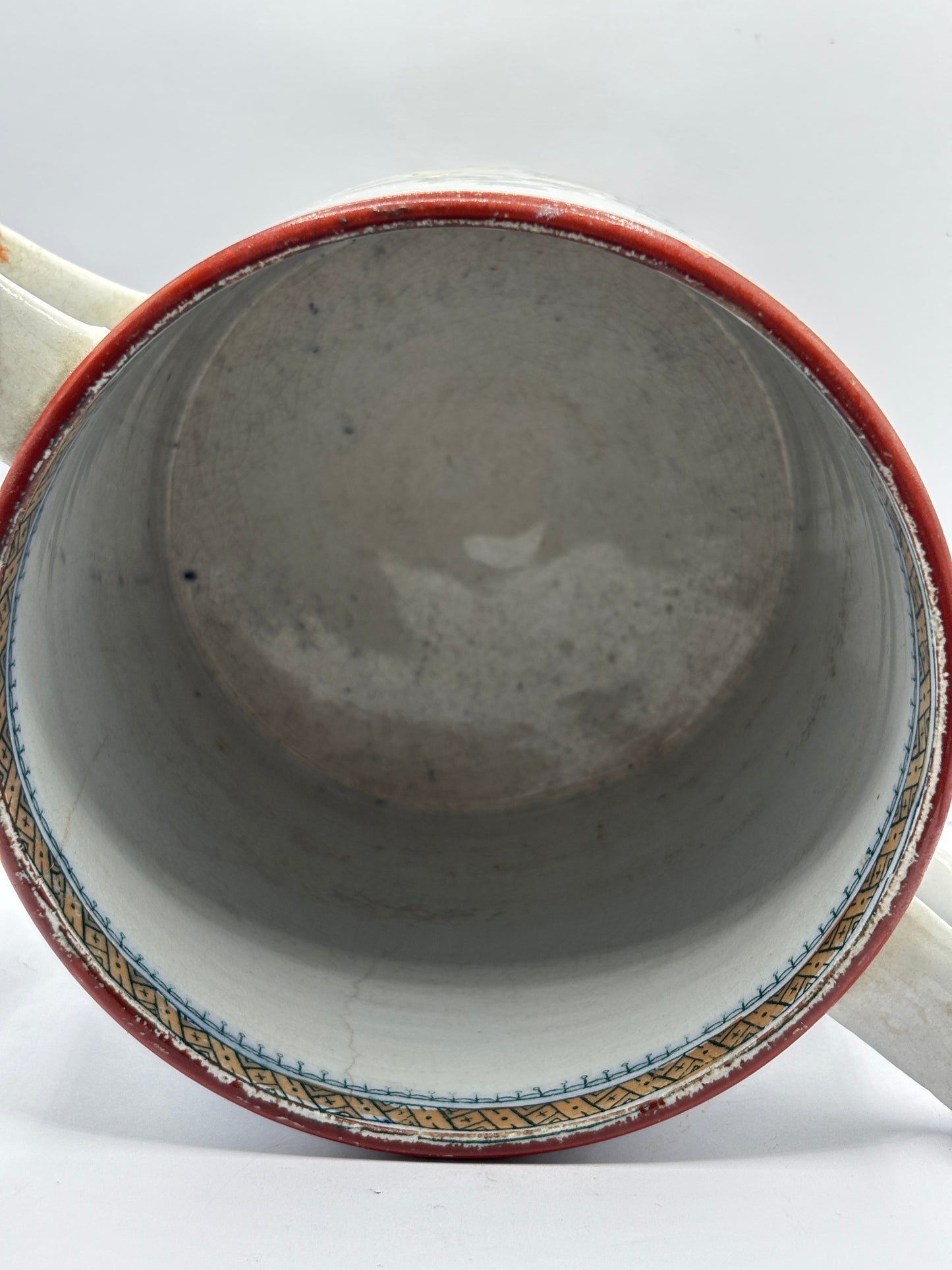 Old 2 handled mug, oriental