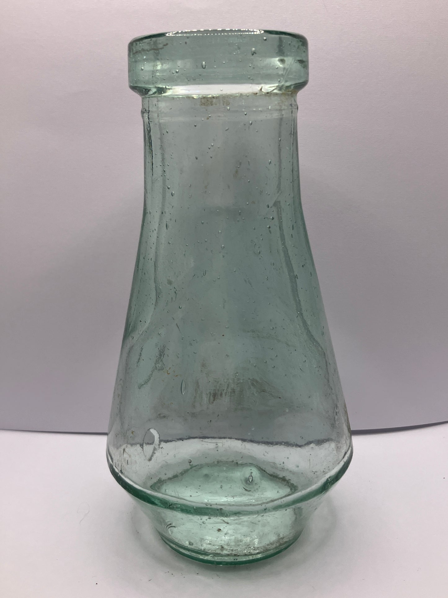 Aqua glass jar, mustard?