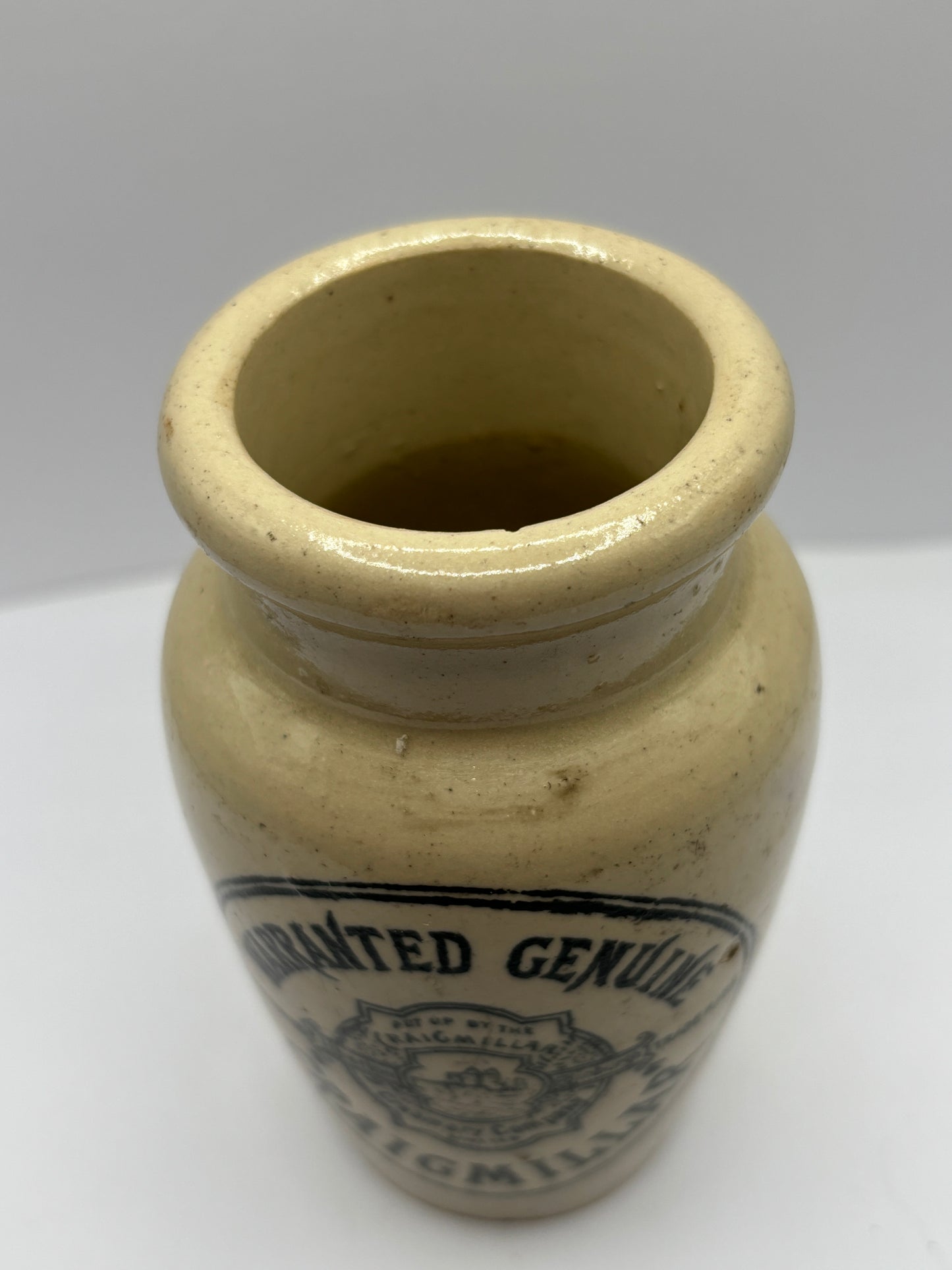 White stoneware advertising cream pot, craigmillar