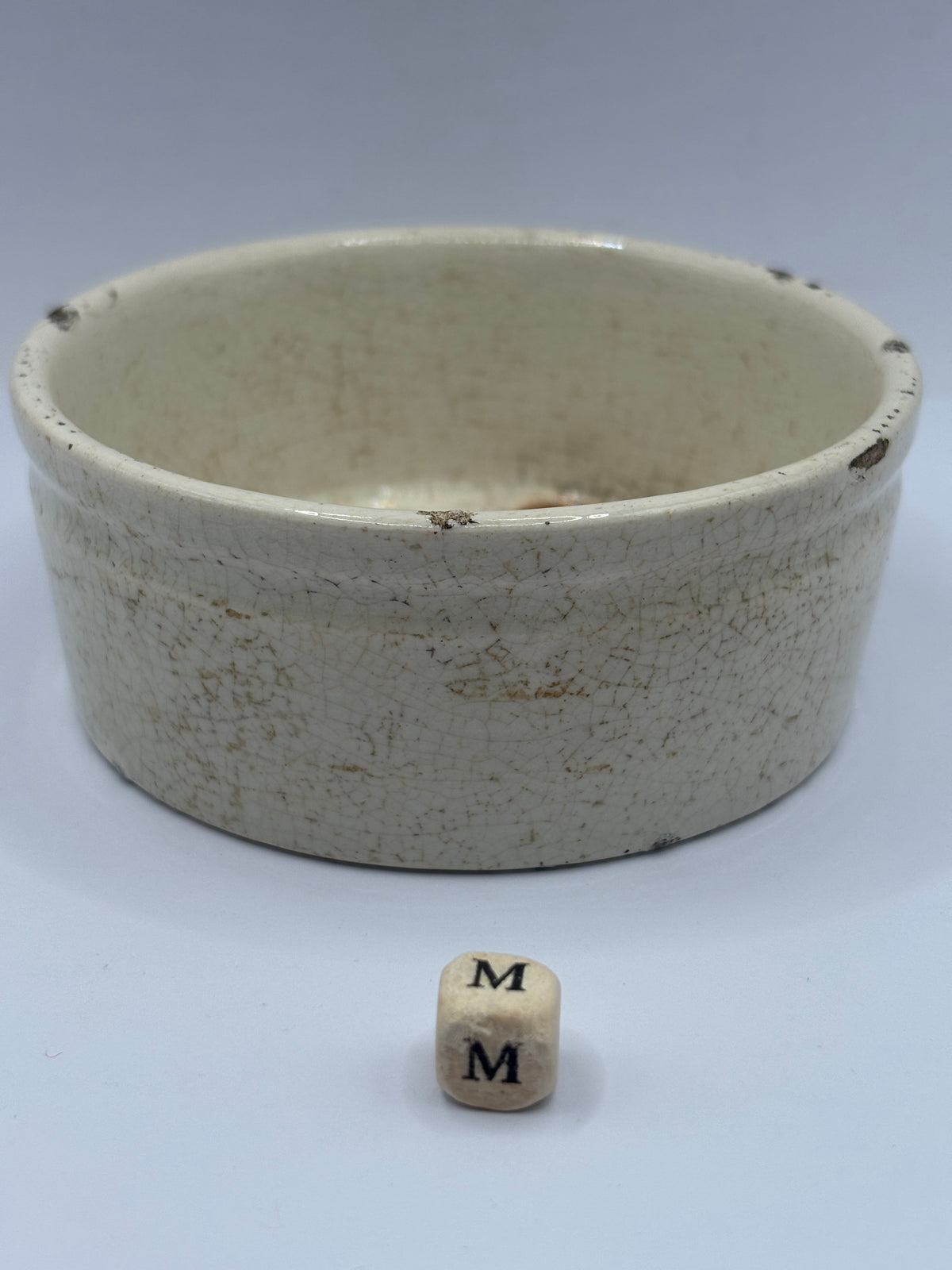 Old plain stoneware meat paste pot. Potted meat (m)