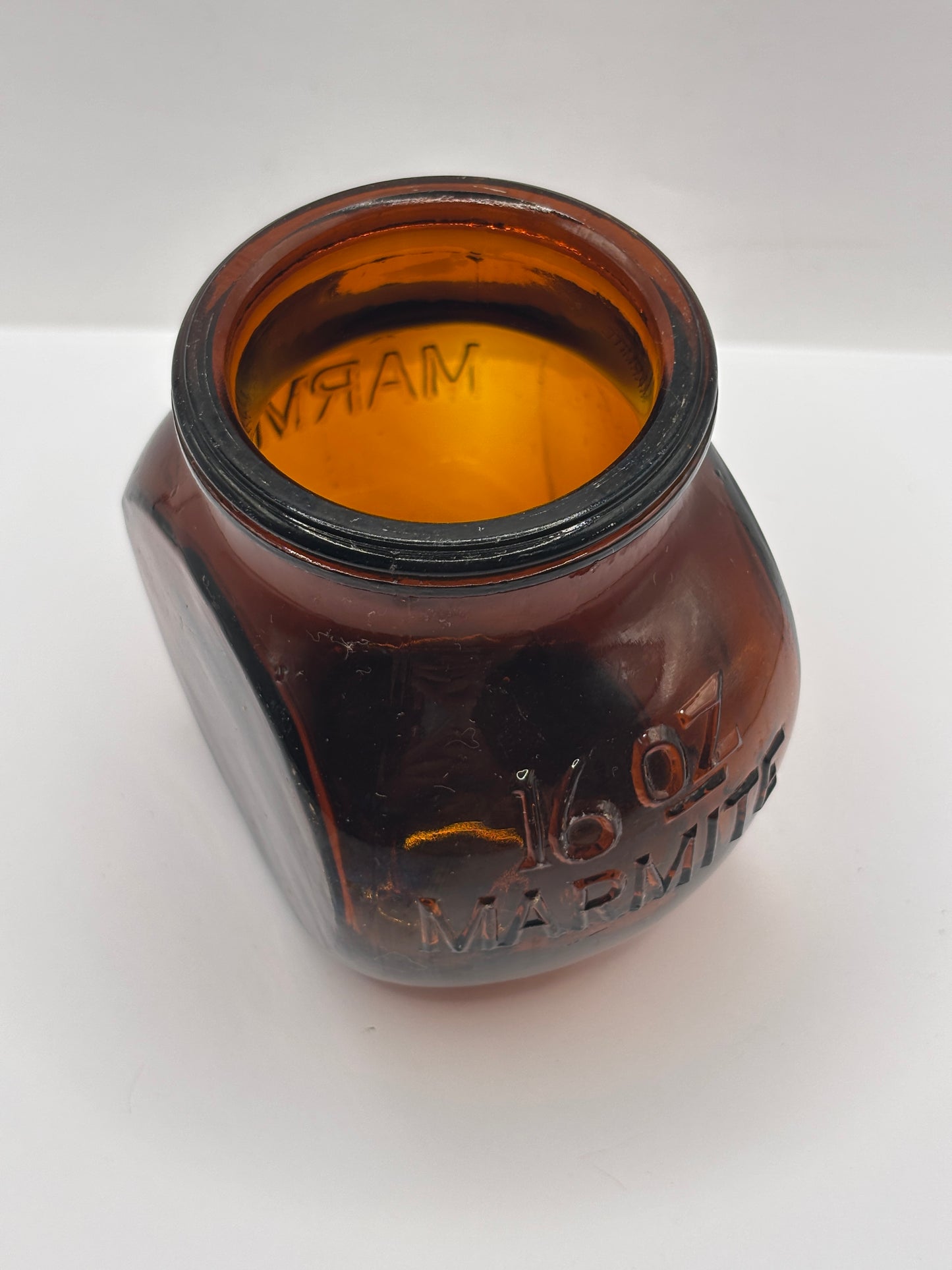 old amber glass marmite bottle 16oz
