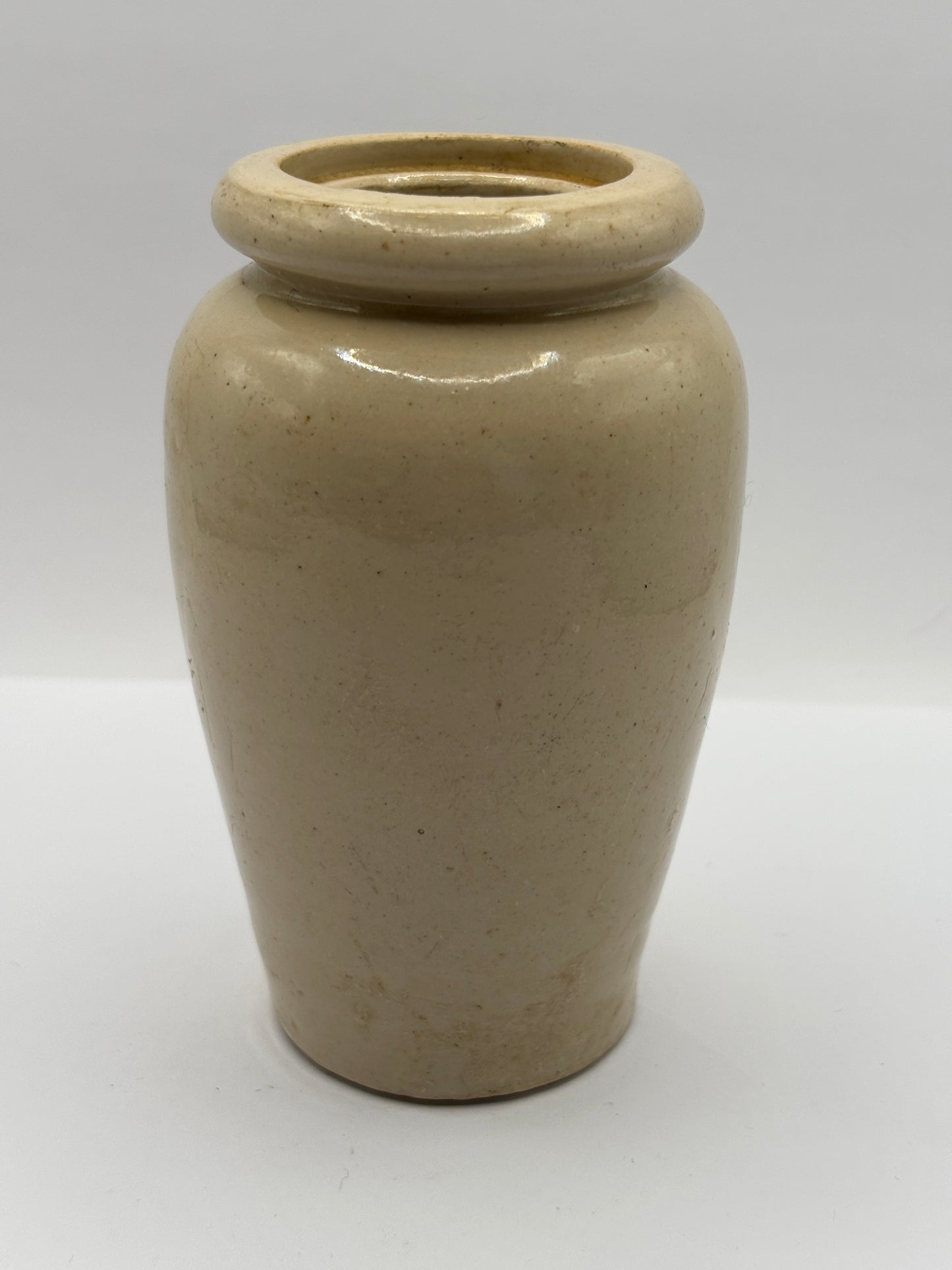 Old stoneware advertising cream pot, Strathbogie Dairy, pure rich cream. Blue print. Milk maid, cow