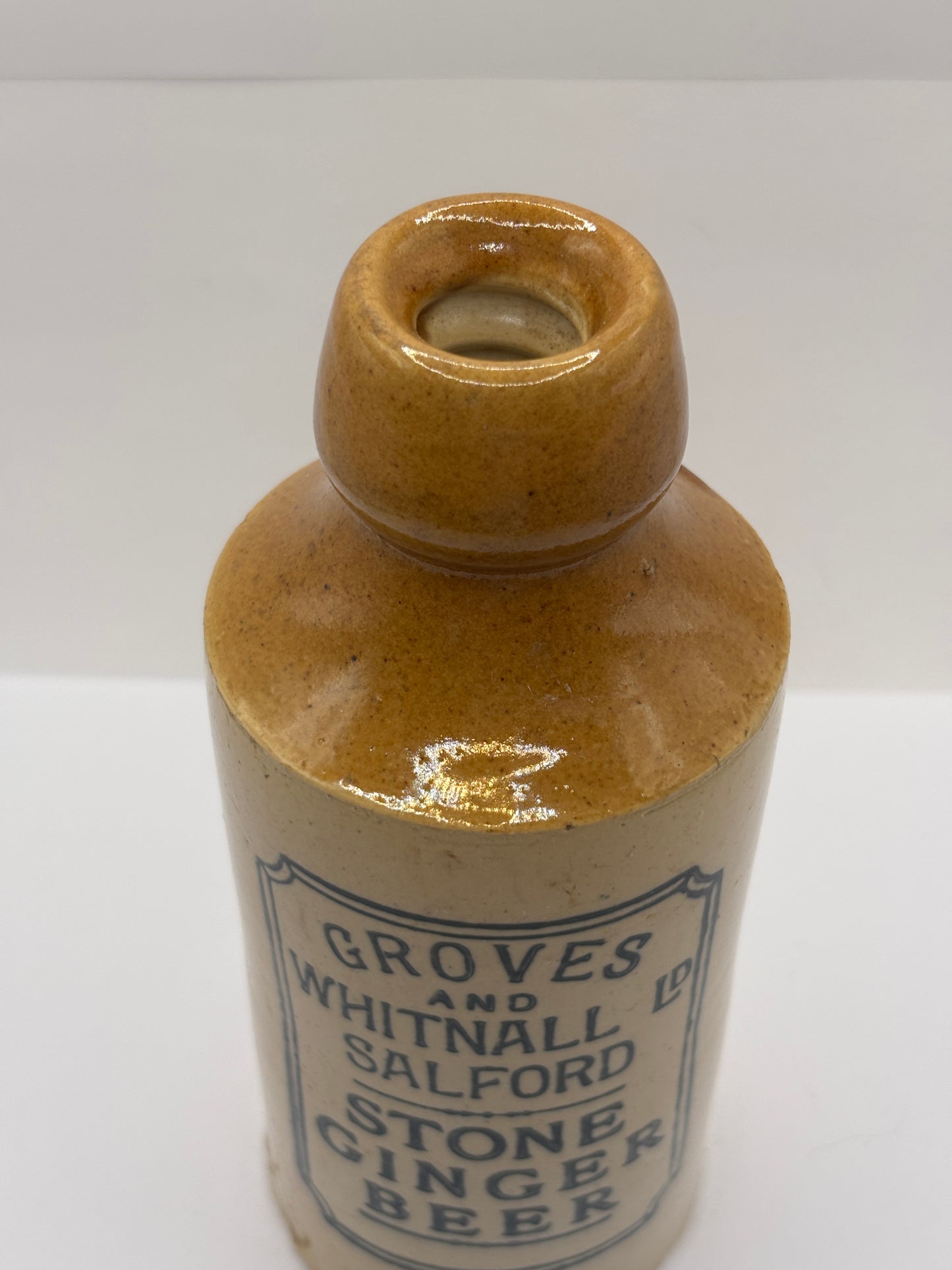 Old stoneware ginger beer bottle, Groves & whitnall Salford