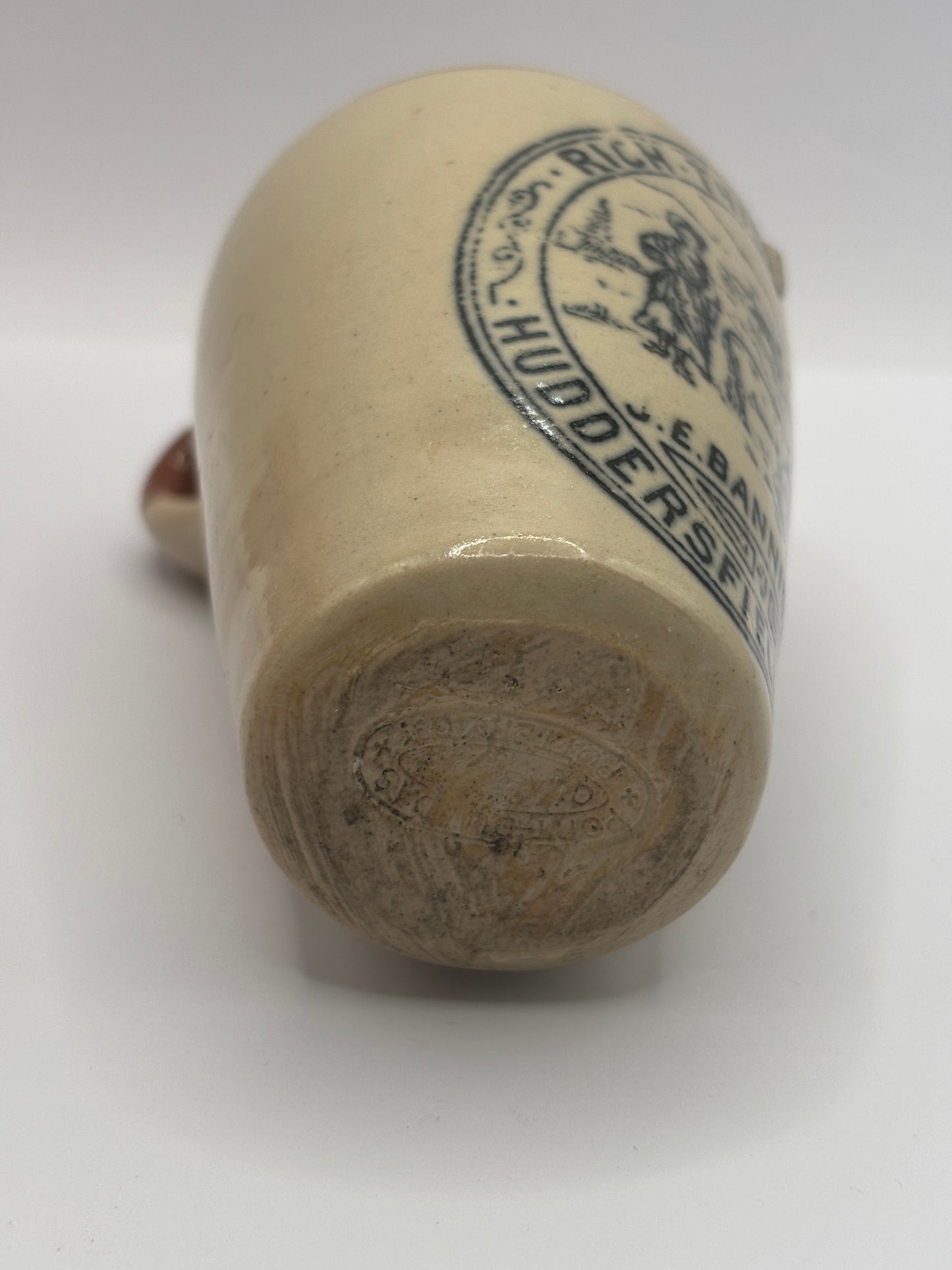Old advertising cream pot, Peter Warner. Bannisters Huddersfield dairies. Rich thick cream