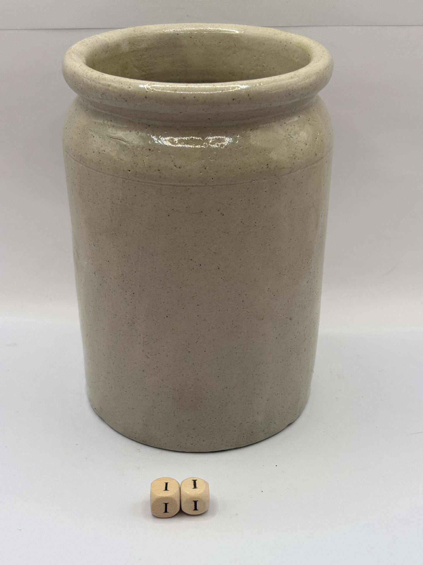 Old 2lb rolled top stoneware jam pot (ii)