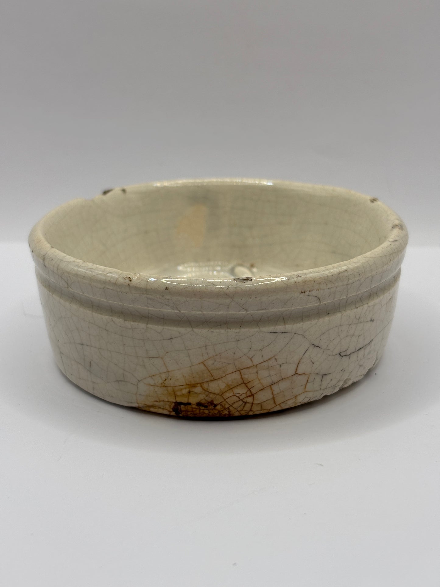Old stoneware meat paste pot, potted meat