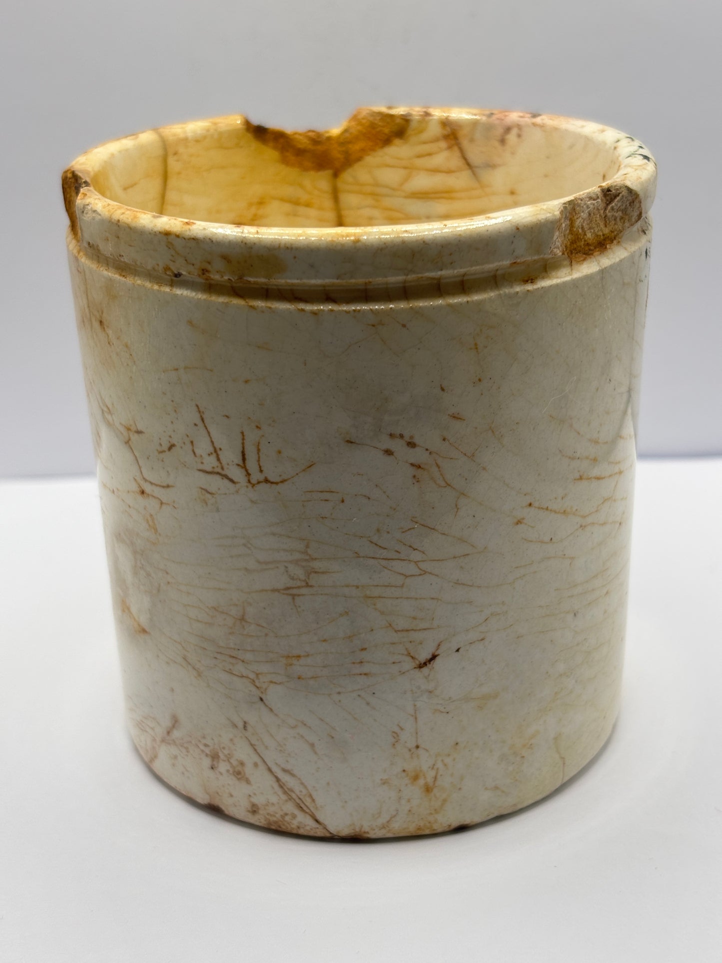 Old 1lb James Keiller dundee marmalade jar, damaged