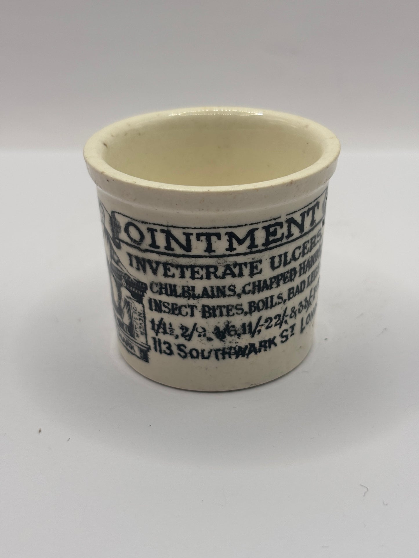 Old advertising ointment pot, Holloway’s ointment. Larger size