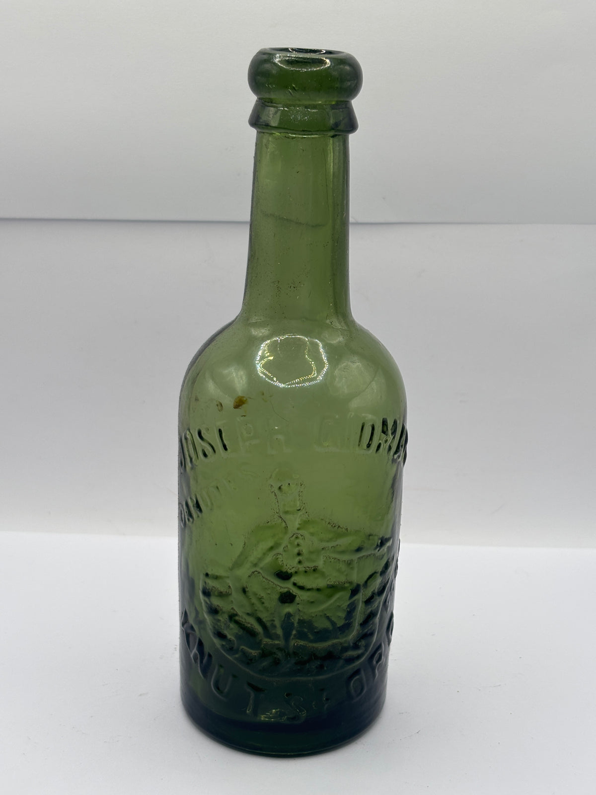 Old advertising beer bottle, King Canute, Joseph Gidman, Manchester