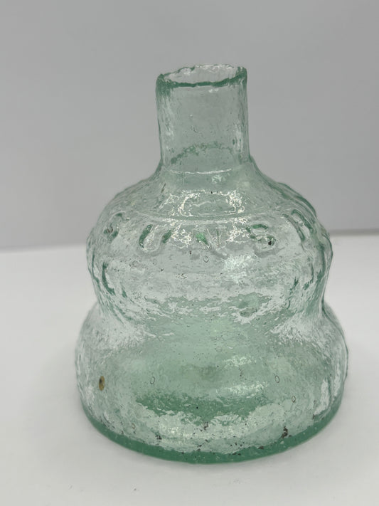 Small aqua Sunbright glass oil lamp