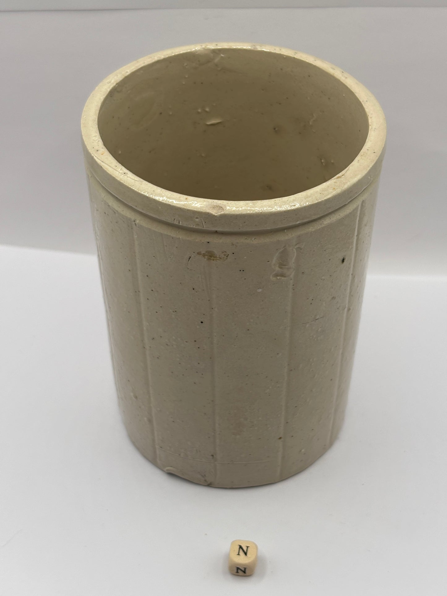 Old 2lb ribbed stoneware jam pot (N) Hartley’s