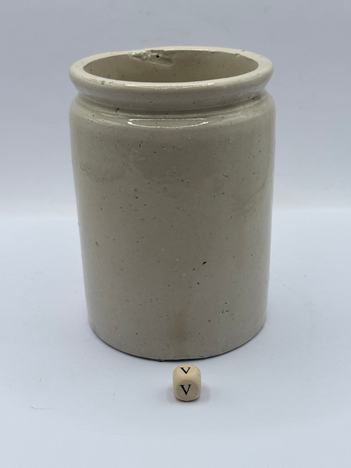 Old 1lb rolled top stoneware marmalade jar (v)
