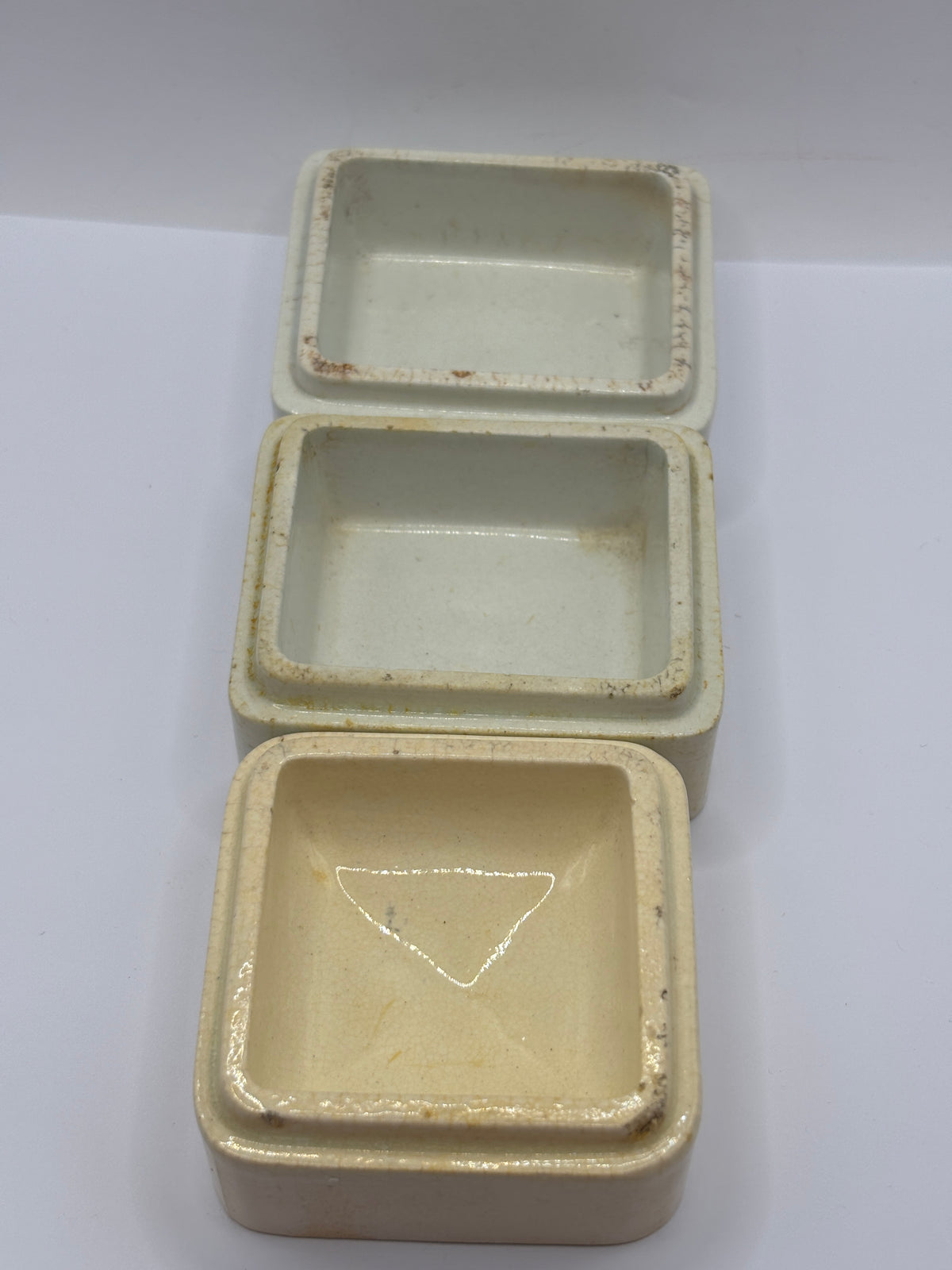 3 old pot lid bases, stackers