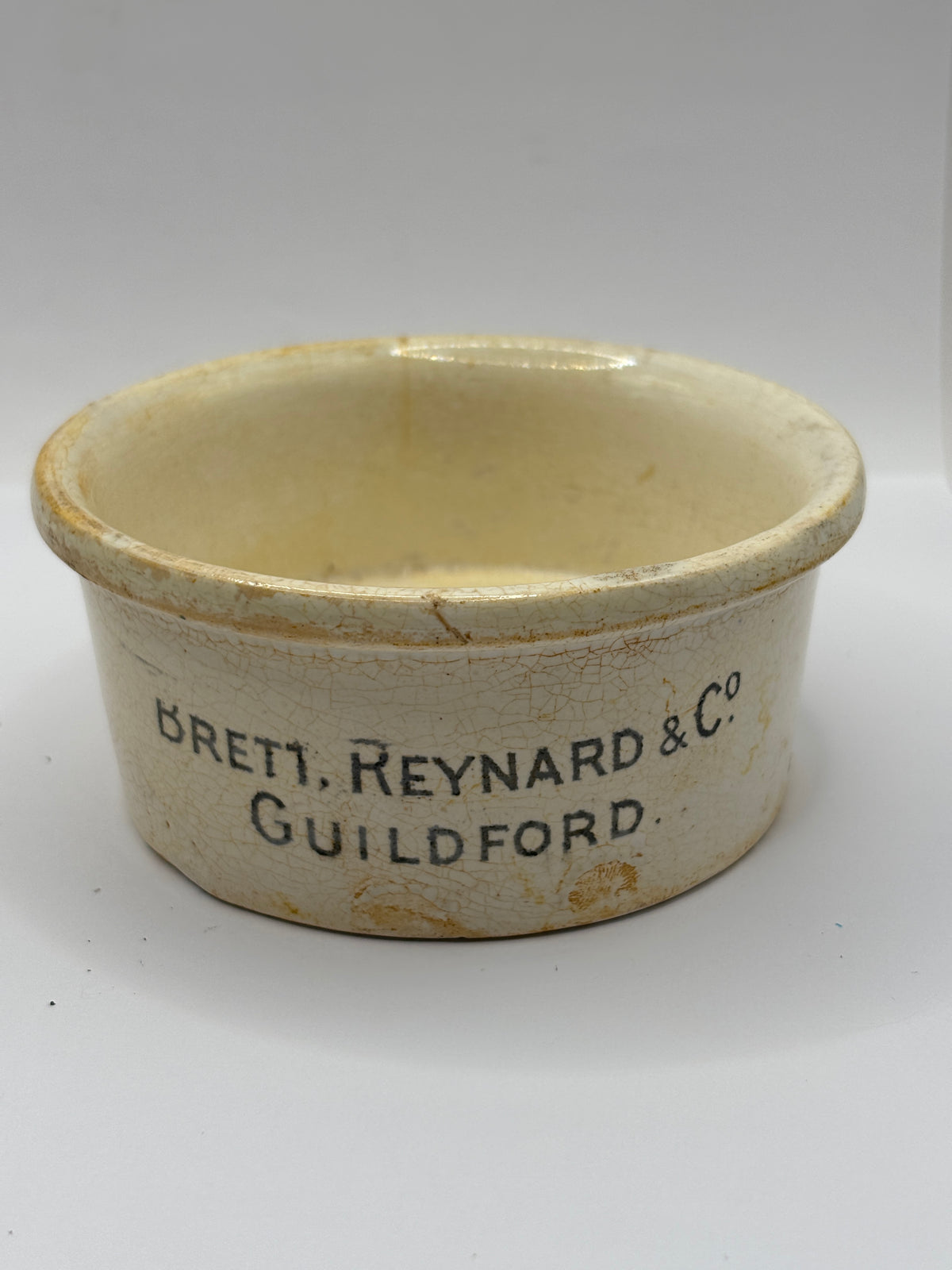 Old scarce advertising meat paste pot, Reynard & co Guildford