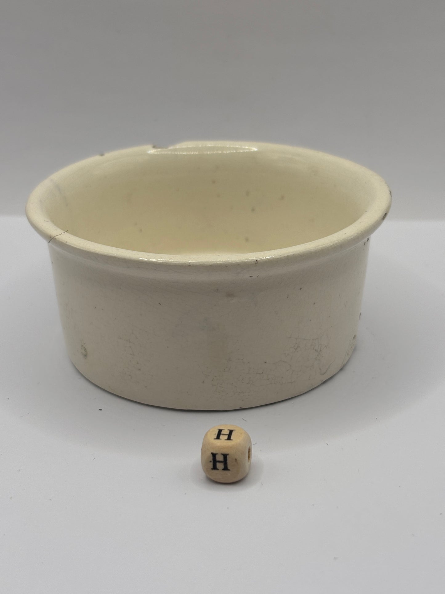 Old advertising meat paste pot, plumtrees (H) damaged