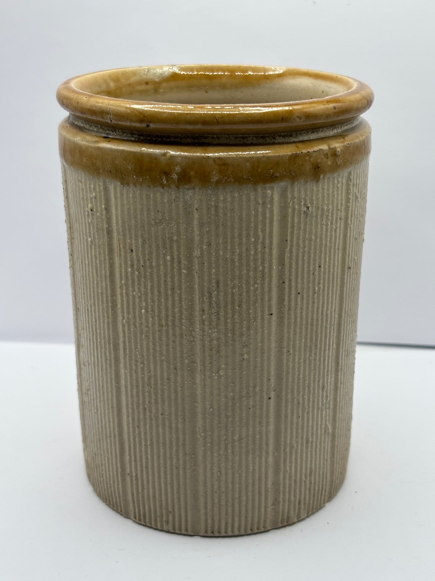 Old 2lb ribbed brown top jam & marmalade pot