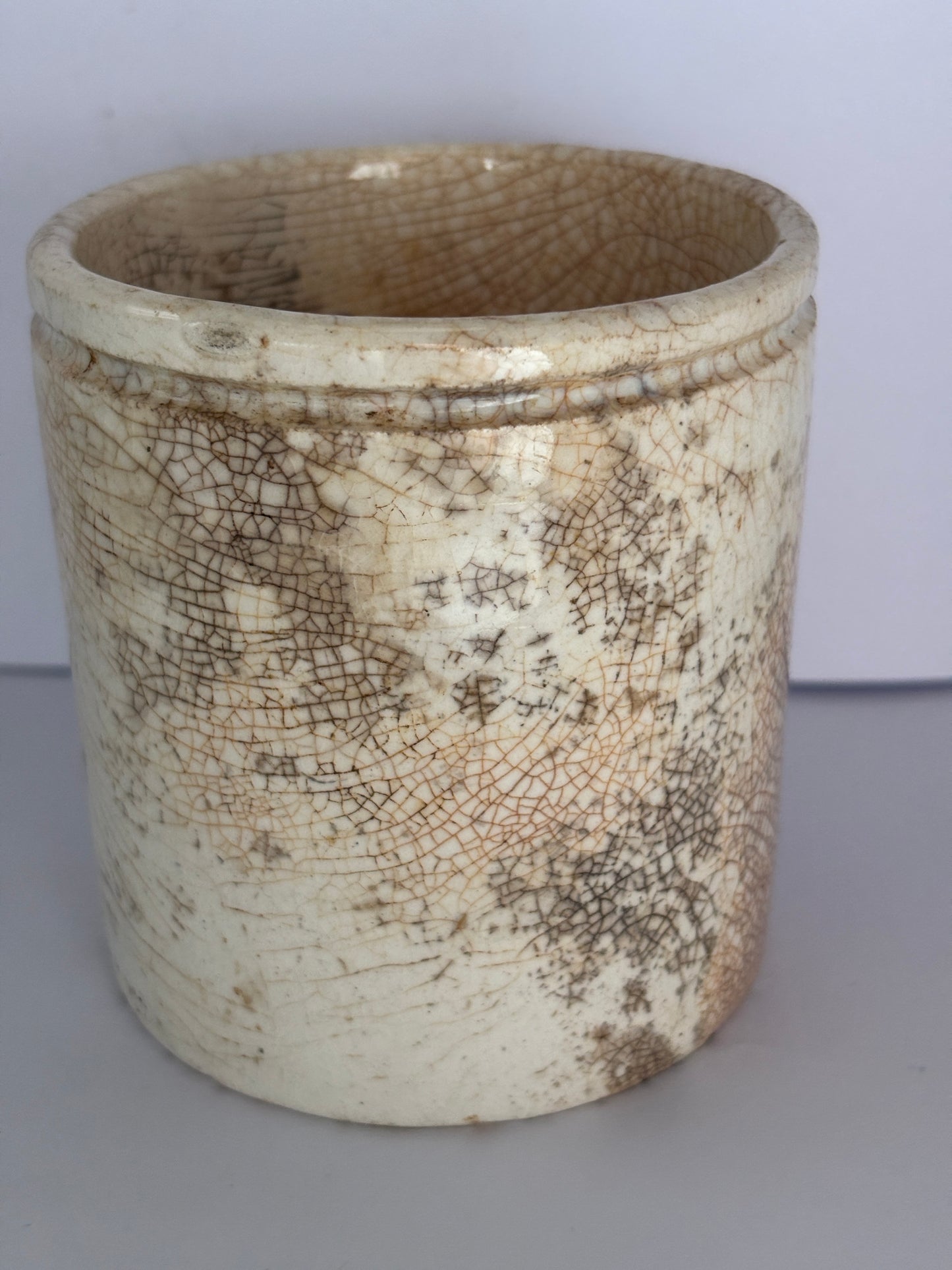 Old stained & crazed marmalade pot