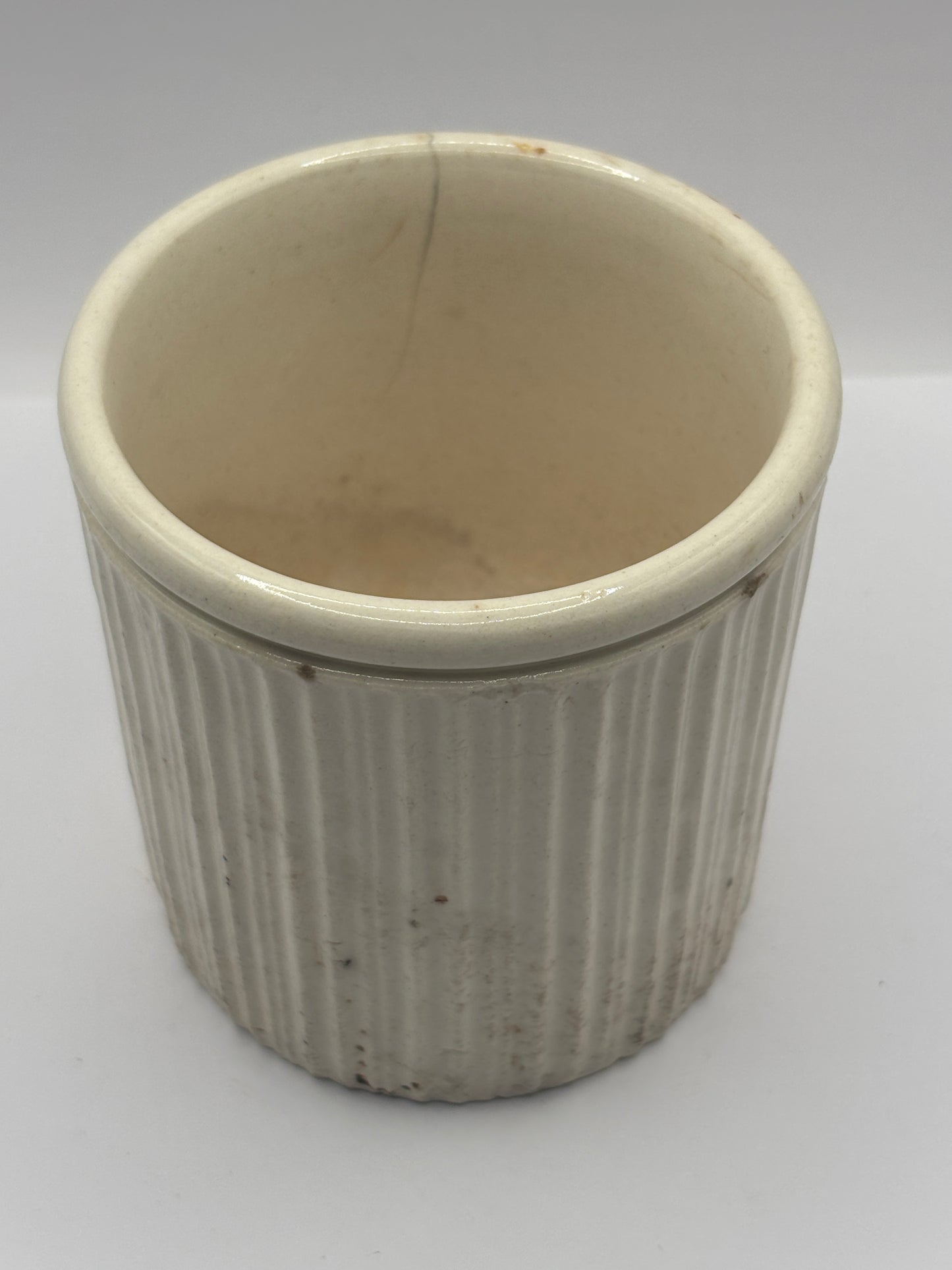 Early ribbed stoneware jam & marmalade pot