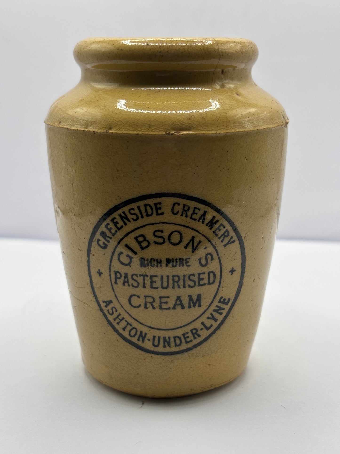 Old advertising cream pot, Greenside creamery Gibsons pure rich pasteurised cream