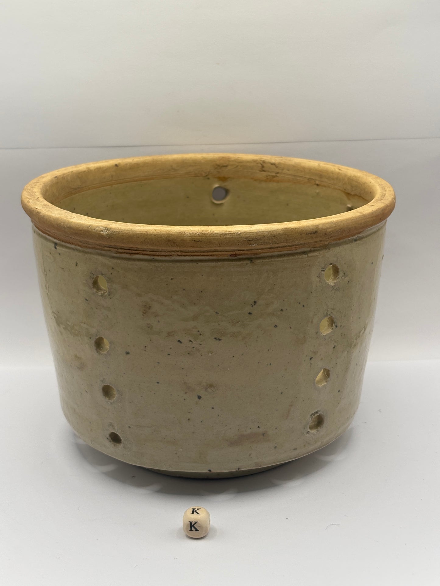 Old french stoneware cheese strainer, cheese mold (K)