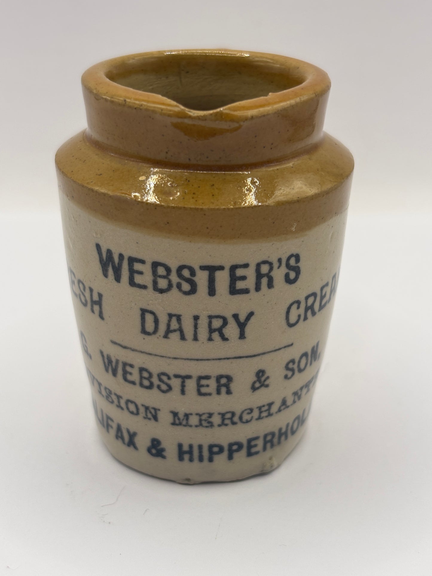 Old advertising cream pot, mini Websters fresh dairy cream