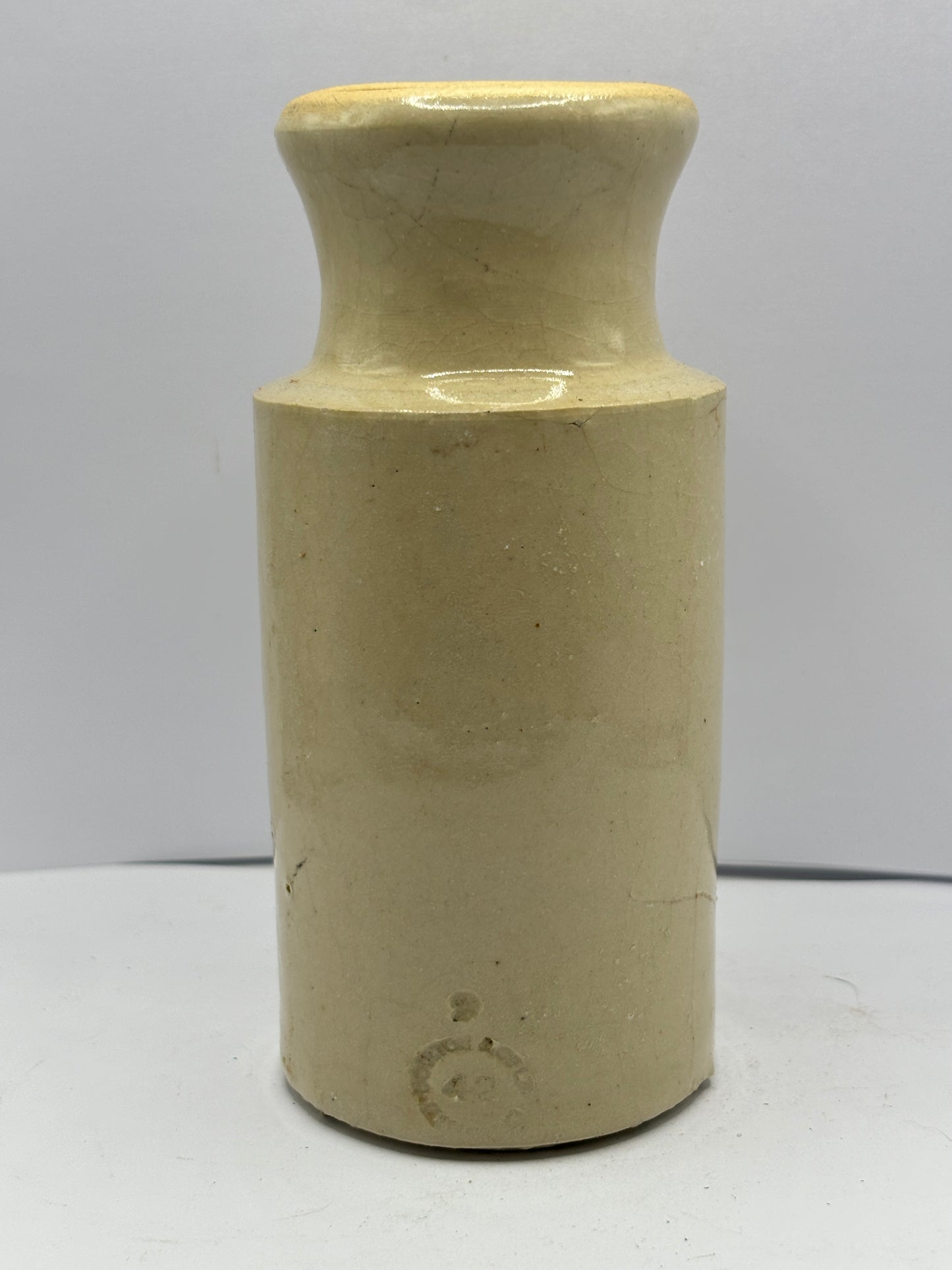 old white stoneware blacking pot