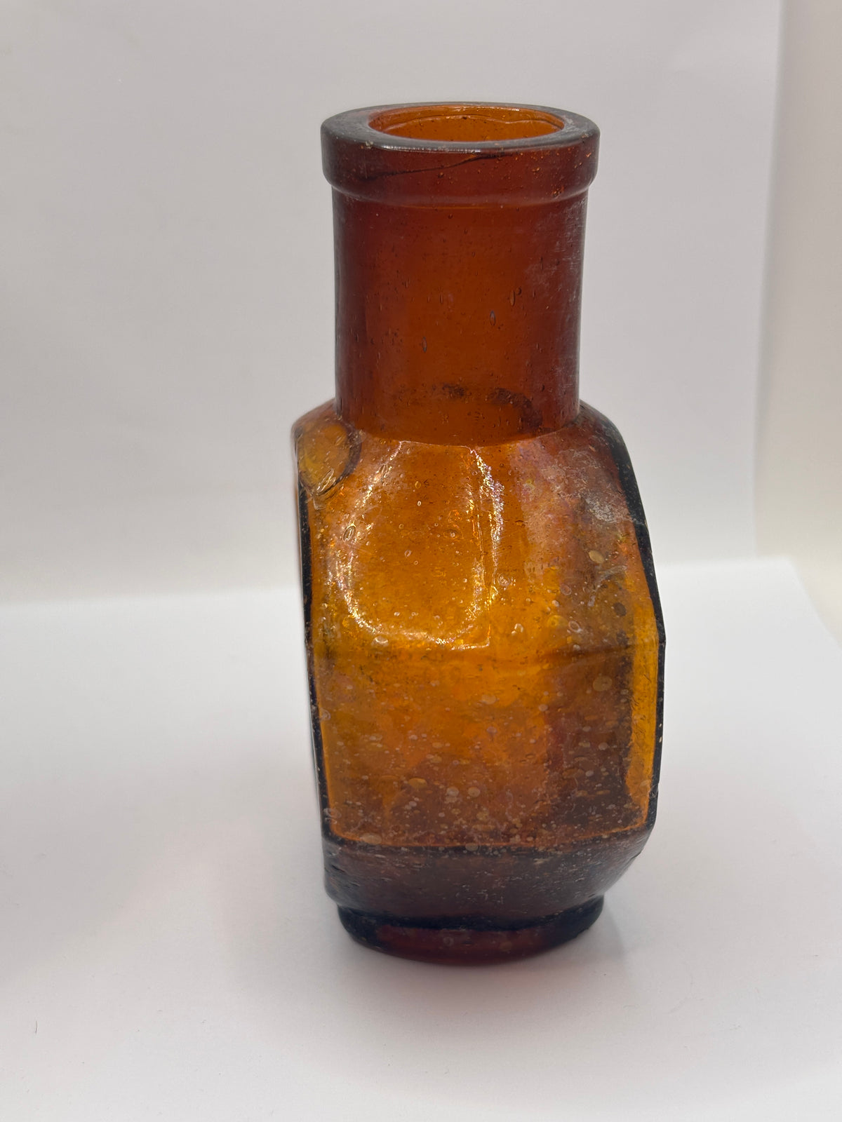 Old amber glass Ju-Vis jar 4oz
