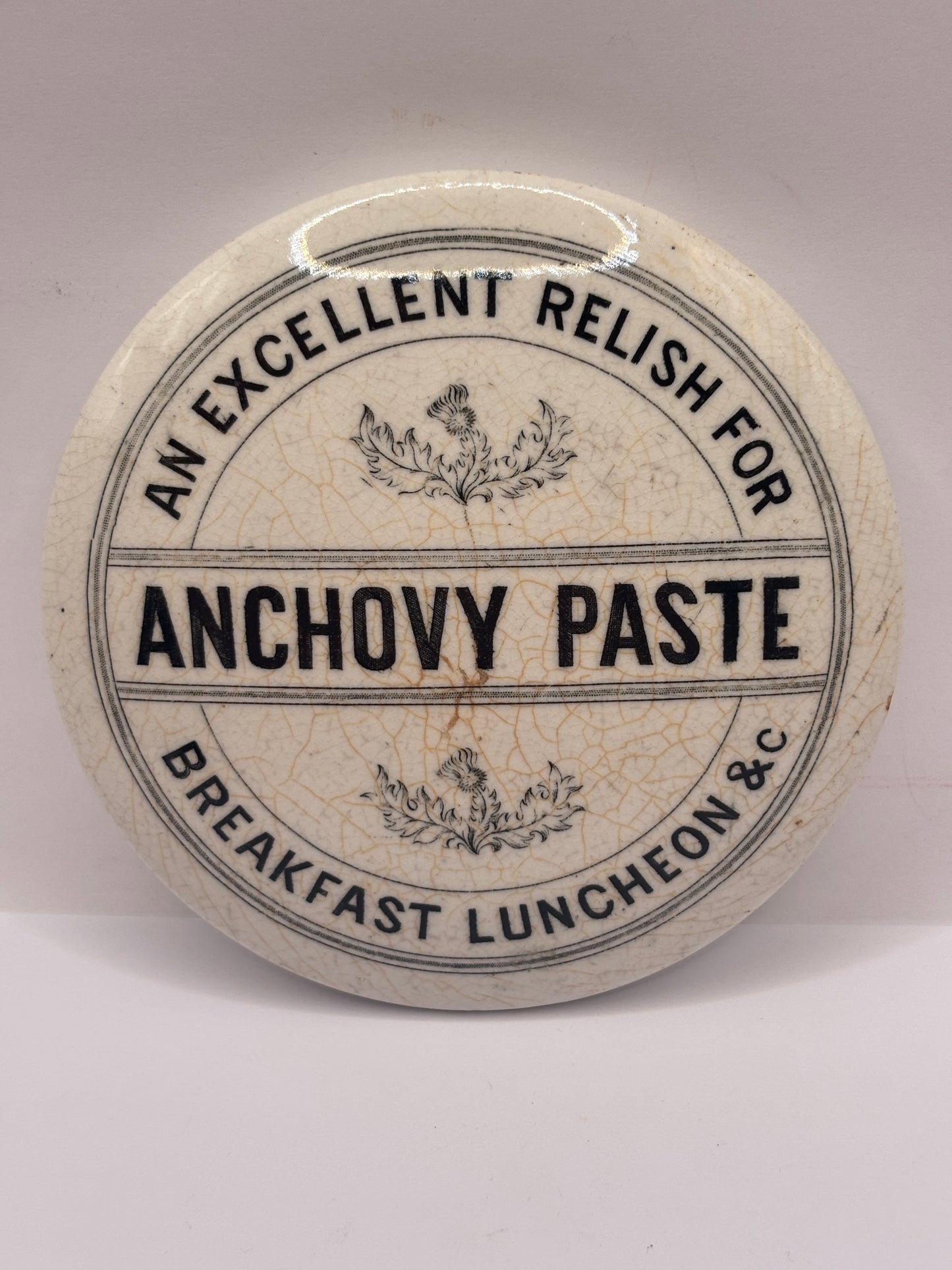 old advertising lid, anchovy paste breakfast luncheon