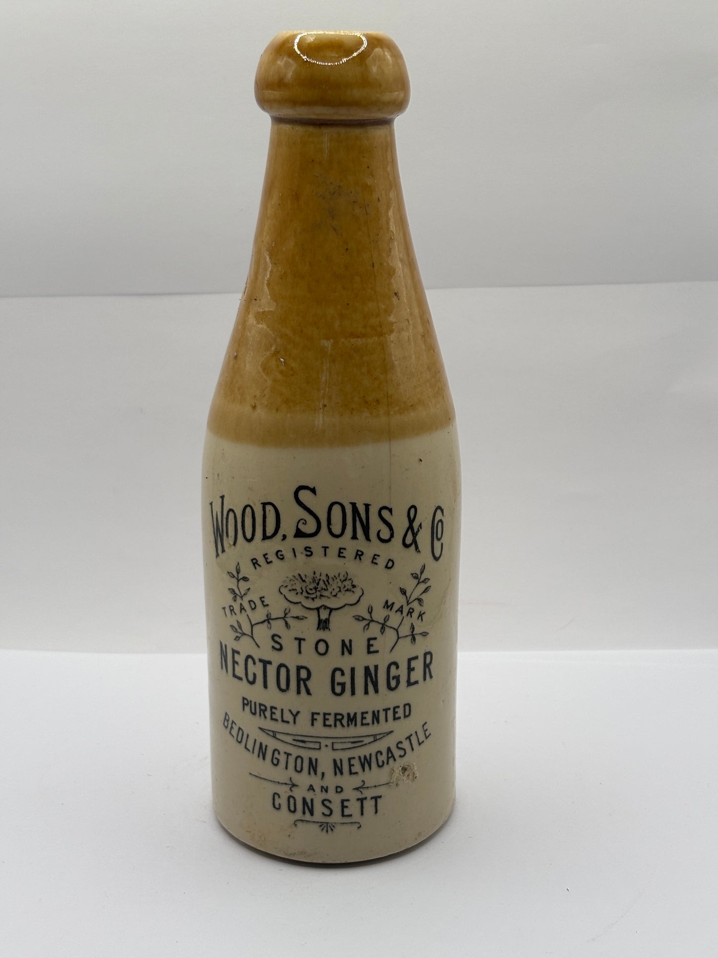 Old stoneware ginger beer bottle, Wood sons & Co, stone nector ginger beer