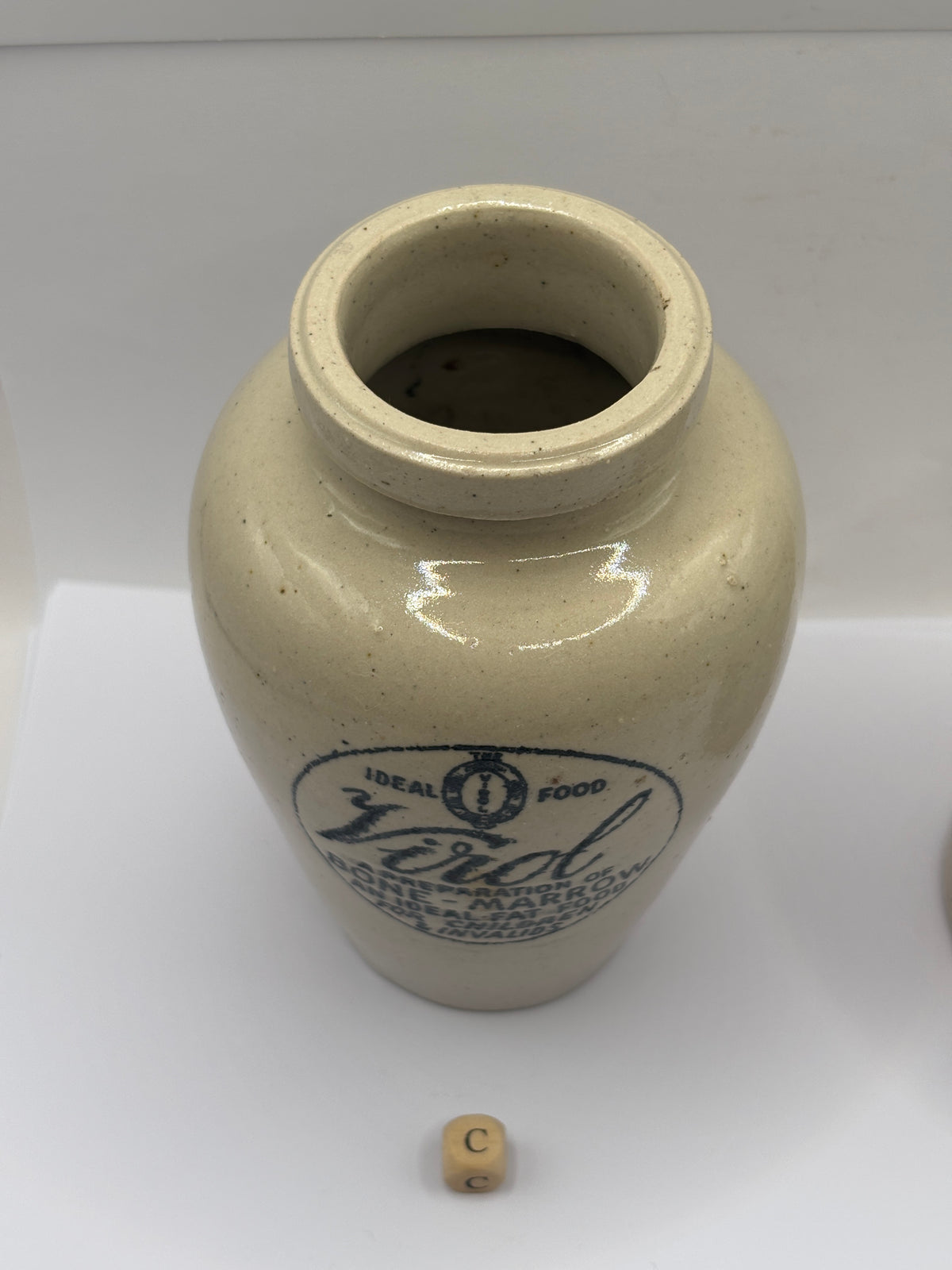 Old advertising stoneware Virol pot, 13.5cms (c)