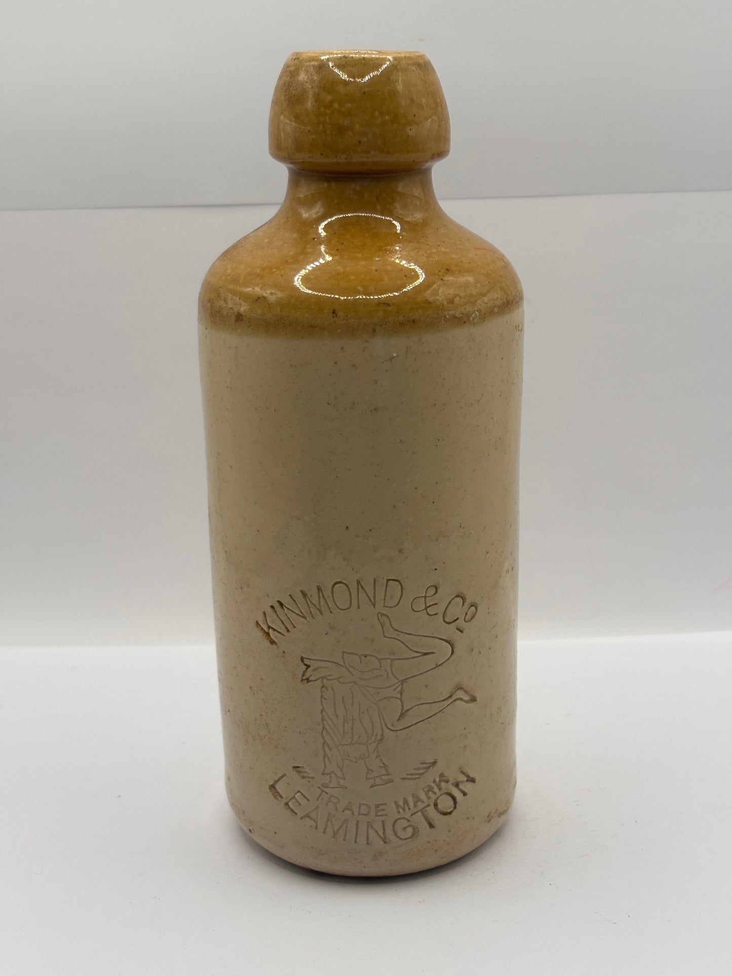 Old impressed stoneware ginger beer bottle, Kinmond & Co Leamington