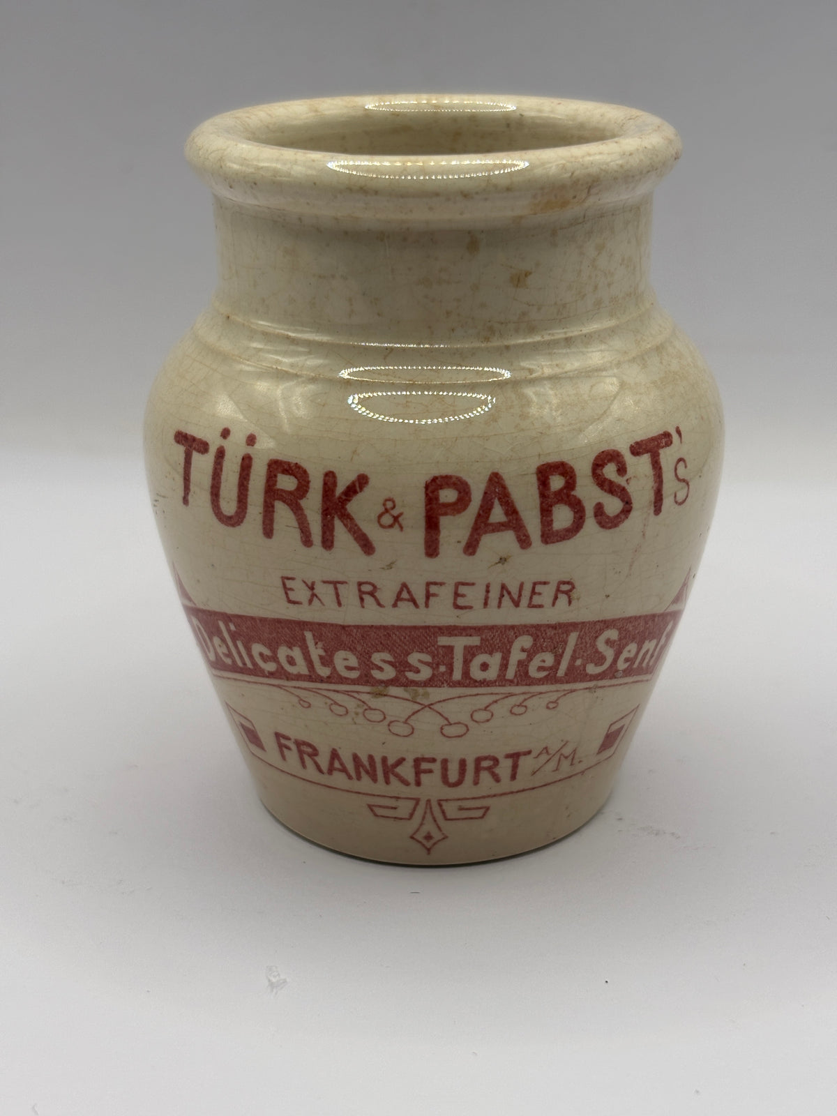 Old french advertising mustard jar, Frankfurt