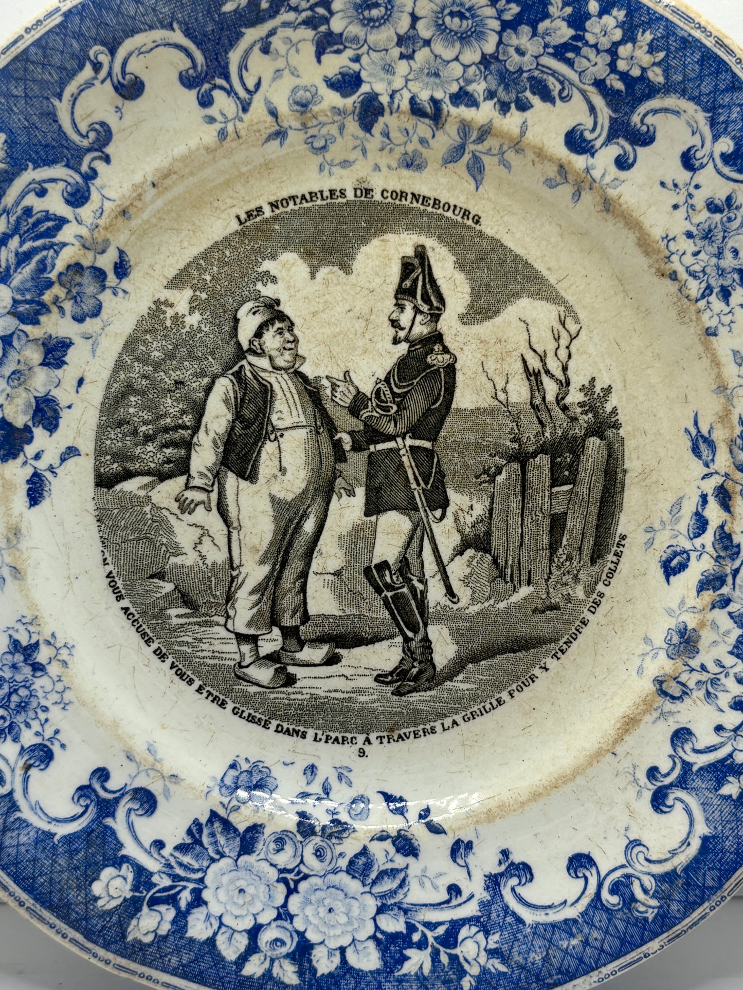 Antique french porcelain plate, mid 19th century